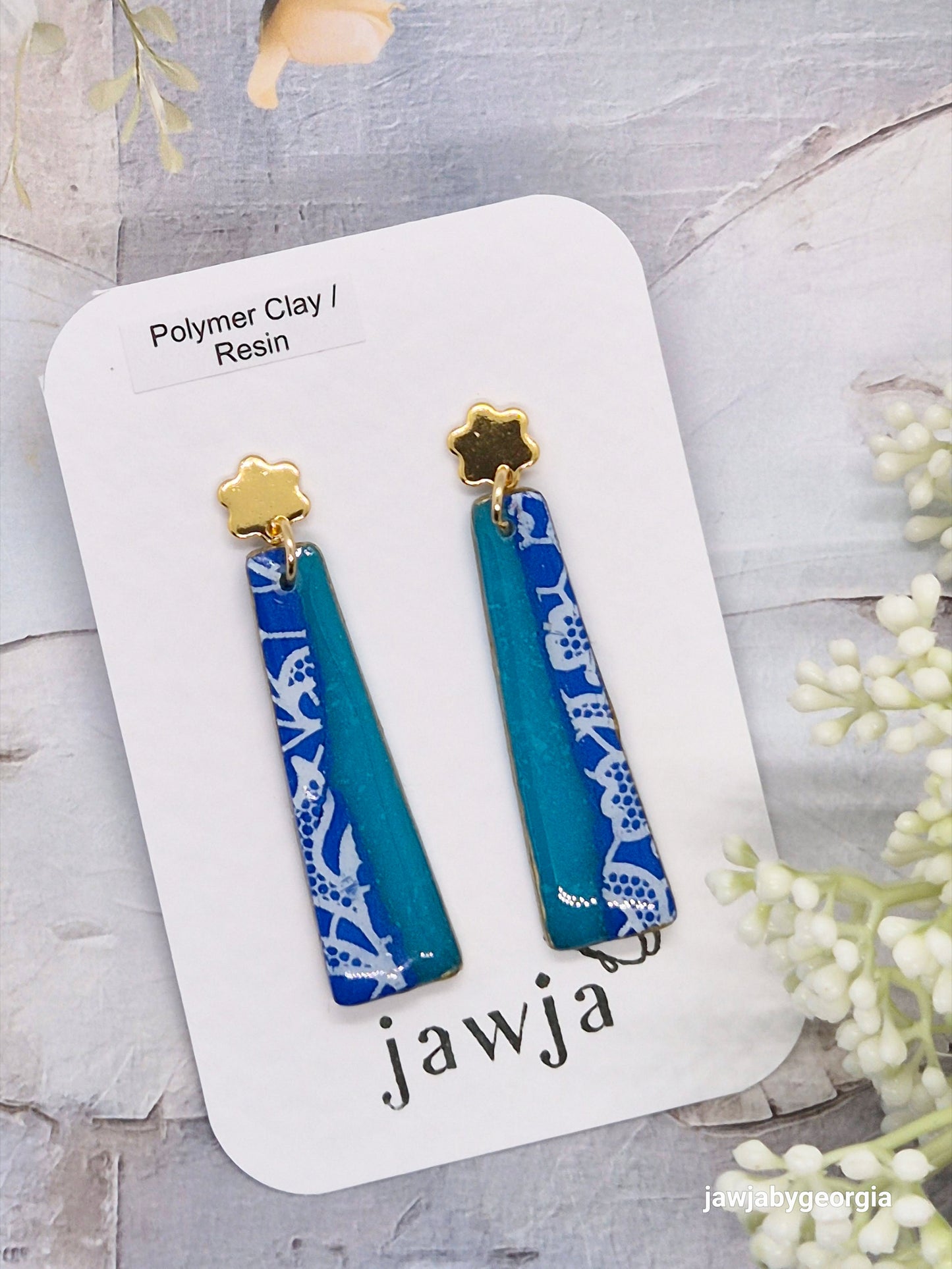 BLUE LACE POLYMER CLAY EARRINGS