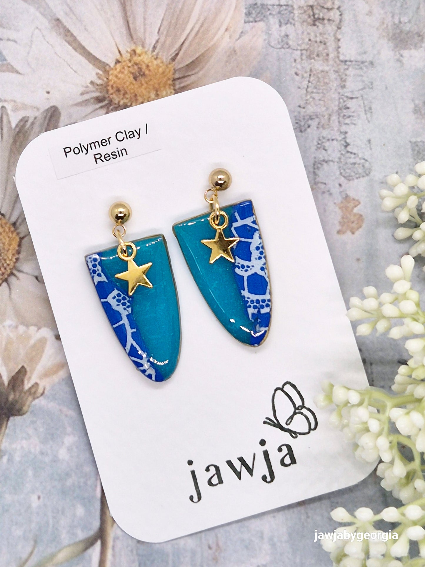 OCEAN AND LACE POLYMER CLAY EARRINGS