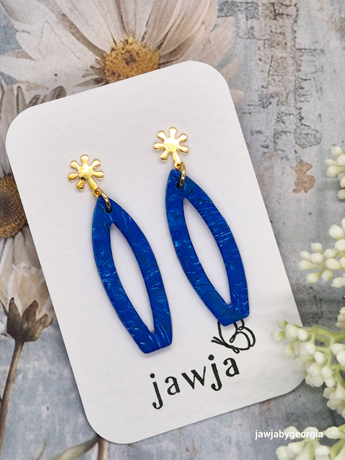 VIBRANT BLUE POLYMER CLAY EARRINGS