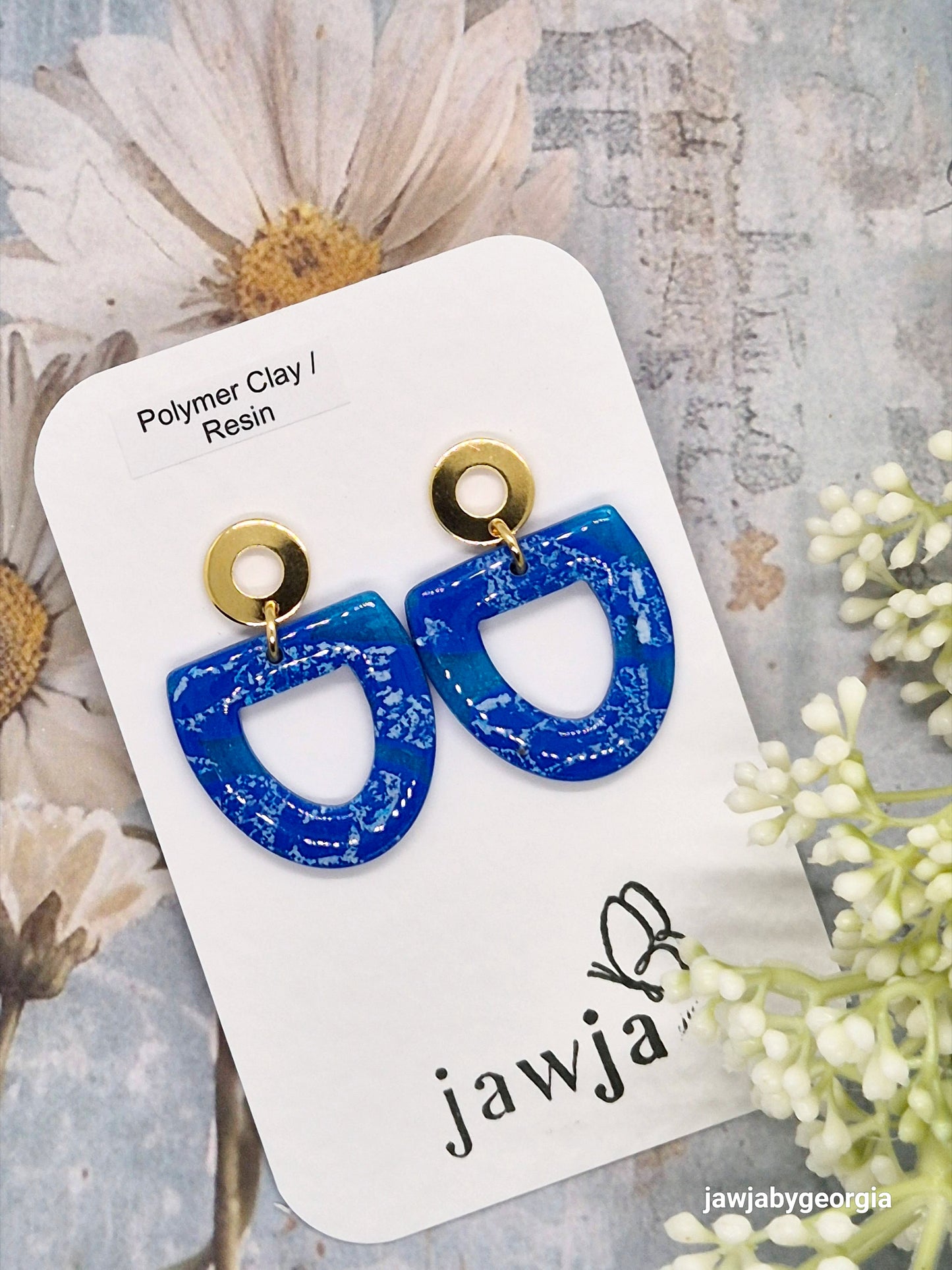BRIGHT BLUE POLYMER CLAY EARRINGS