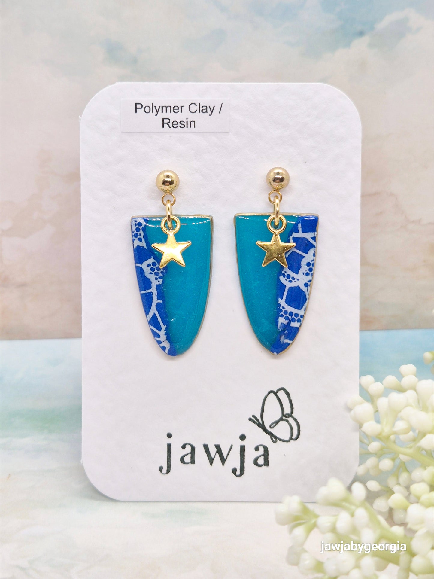 OCEAN AND LACE POLYMER CLAY EARRINGS