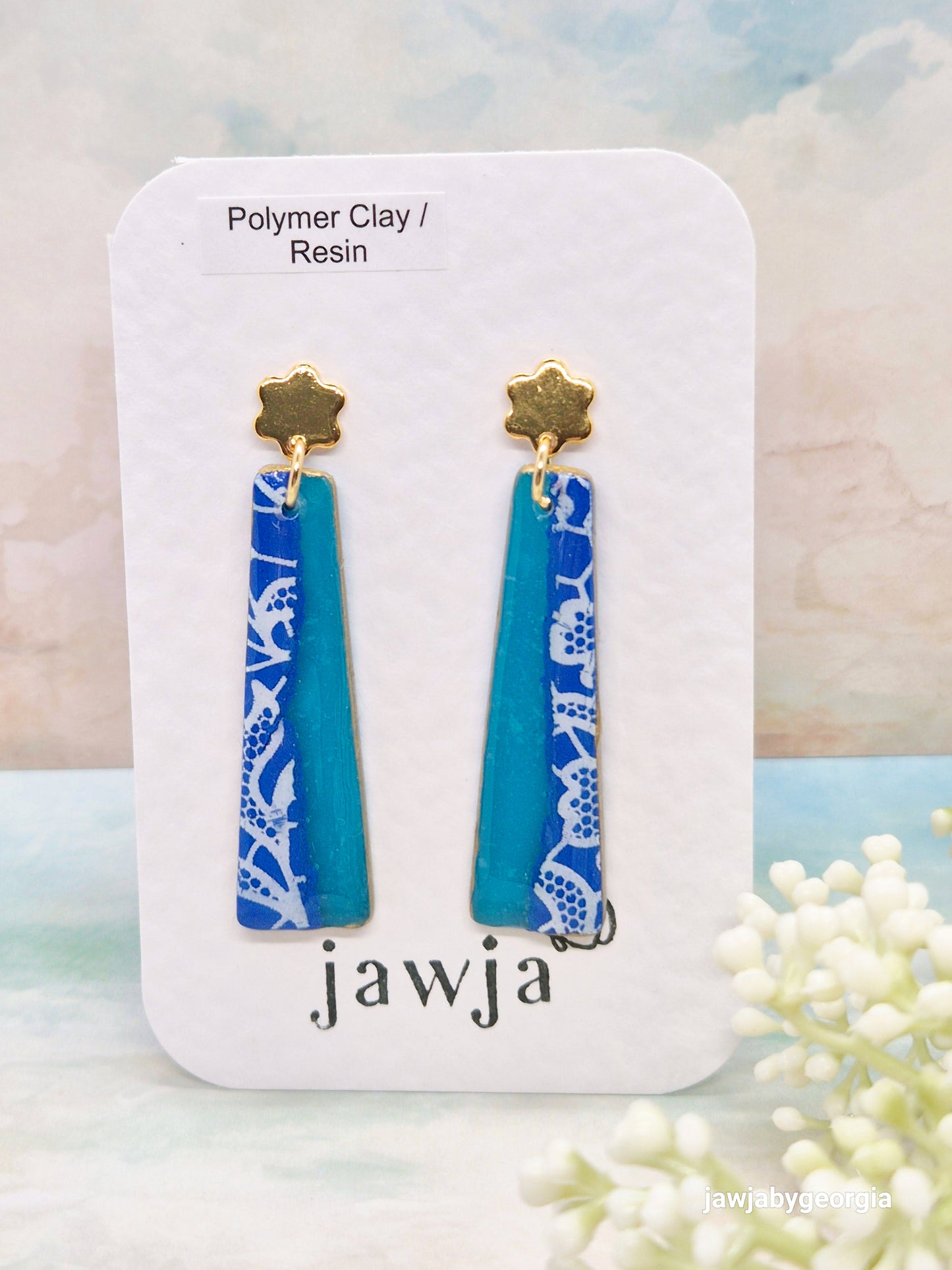 BLUE LACE POLYMER CLAY EARRINGS