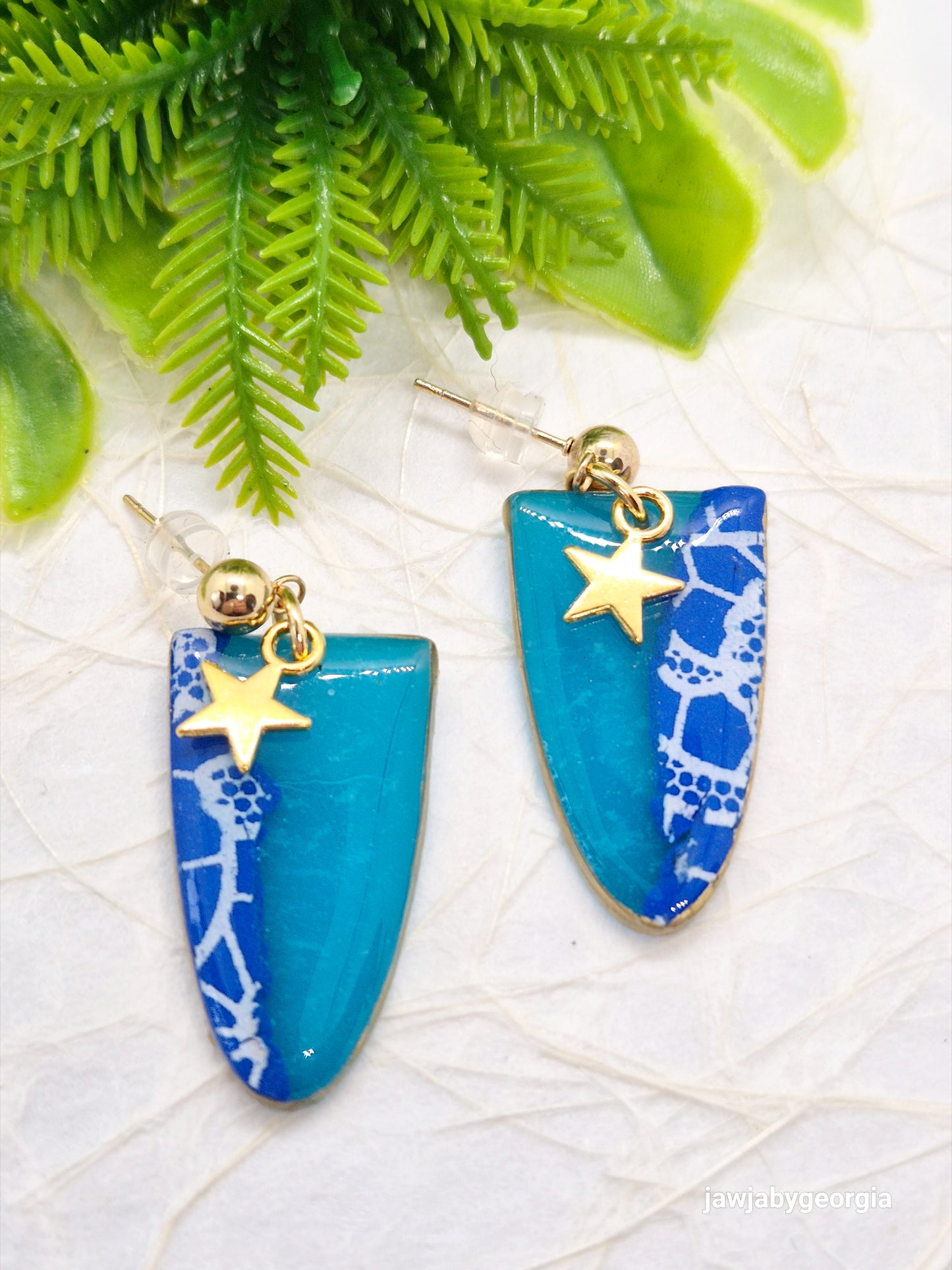 OCEAN AND LACE POLYMER CLAY EARRINGS
