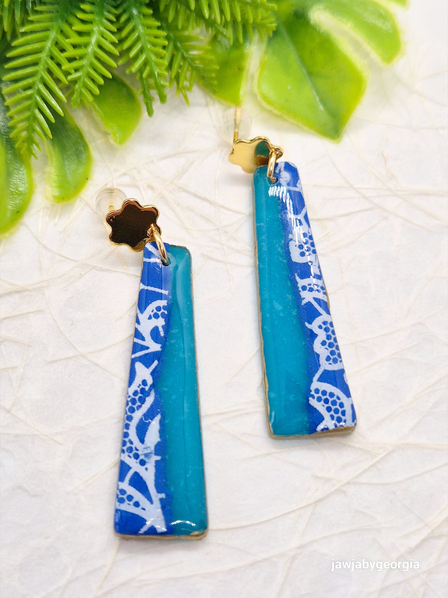 BLUE LACE POLYMER CLAY EARRINGS