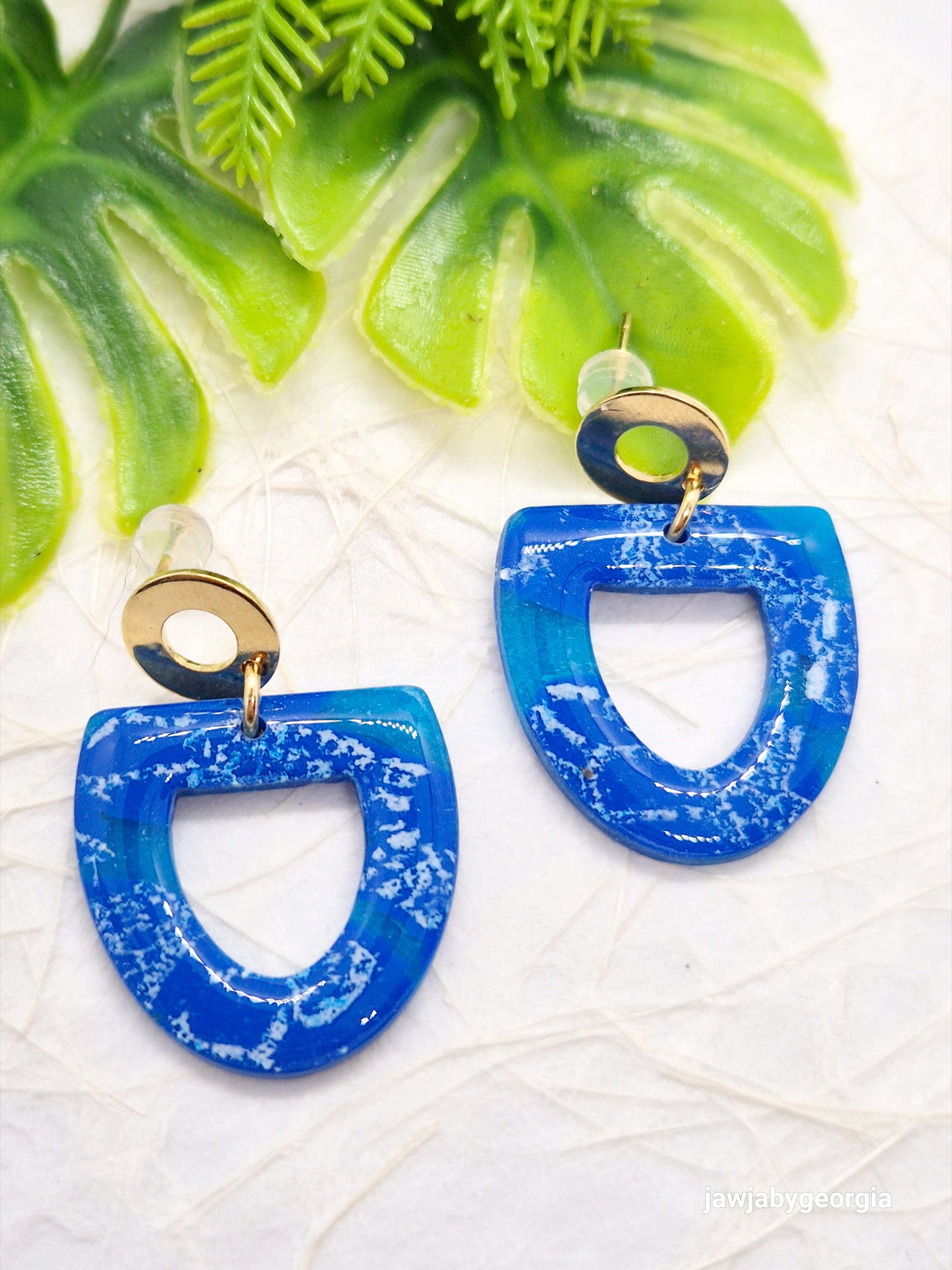 BRIGHT BLUE POLYMER CLAY EARRINGS