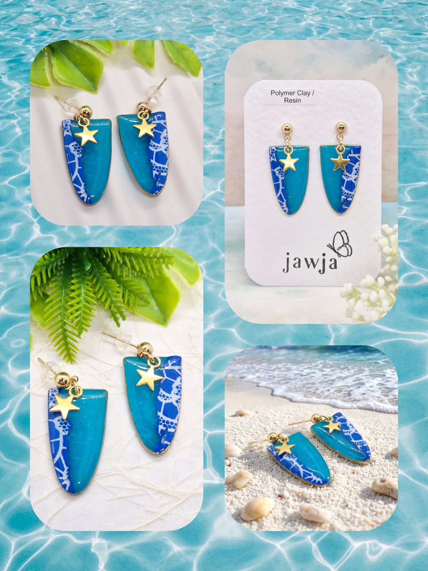 OCEAN AND LACE POLYMER CLAY EARRINGS