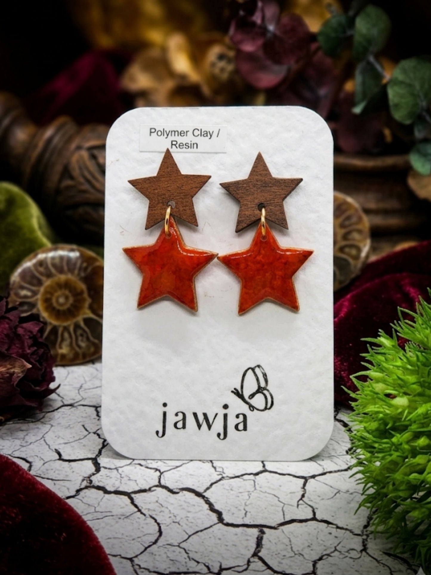 DOUBLE STAR POLYMER CLAY EARRINGS