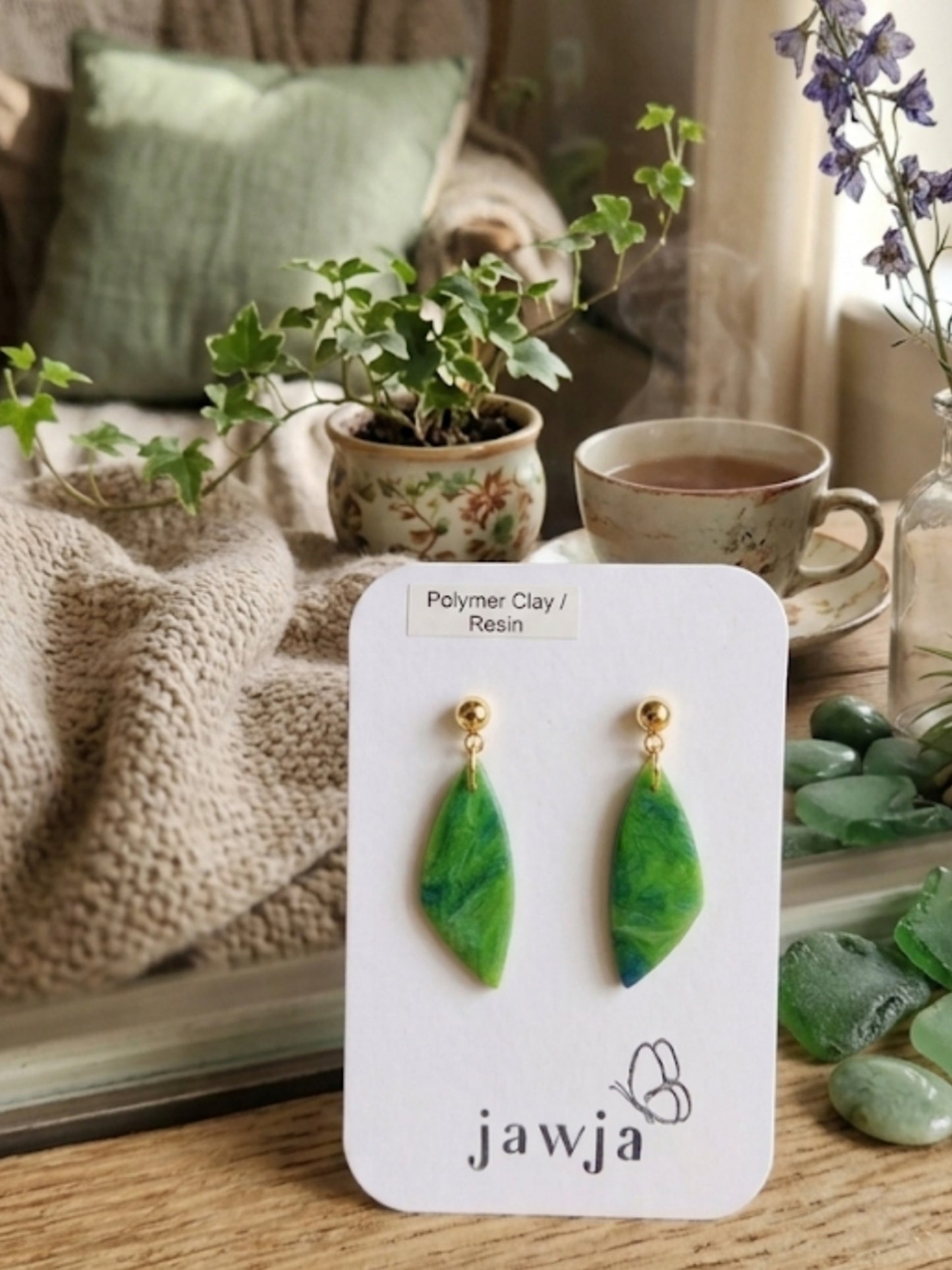 SPRING GREEN POLYMER CLAY EARRINGS