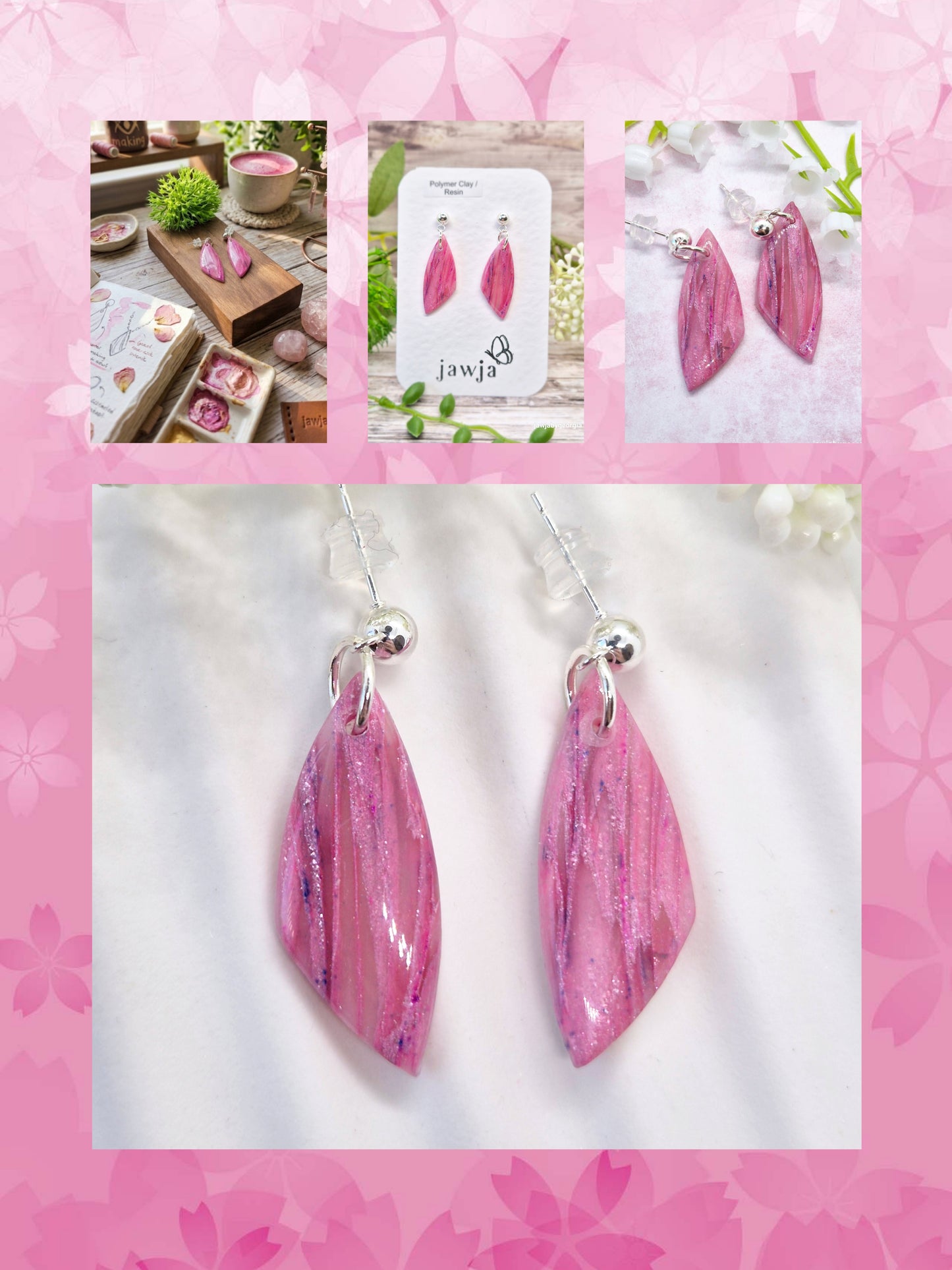 PINK LAYERED POLYMER CLAY EARRINGS