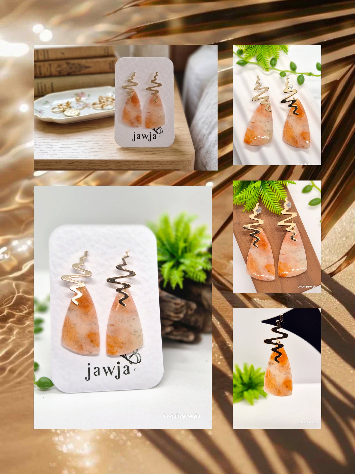 PEACH MARBLED POLYMER CLAY EARRINGS