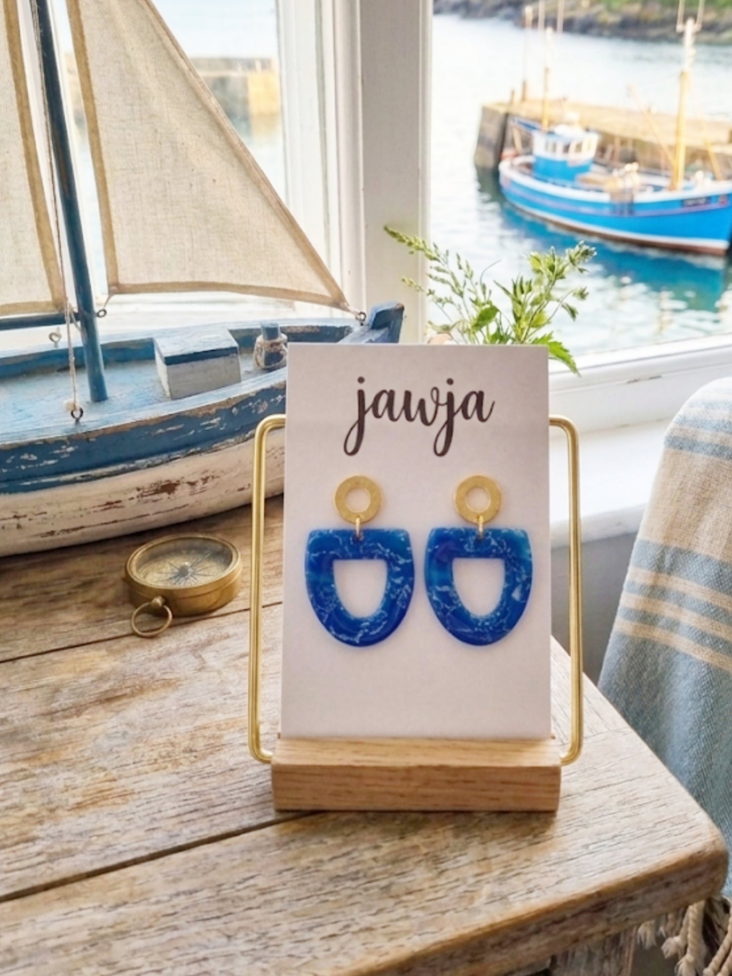 BRIGHT BLUE POLYMER CLAY EARRINGS