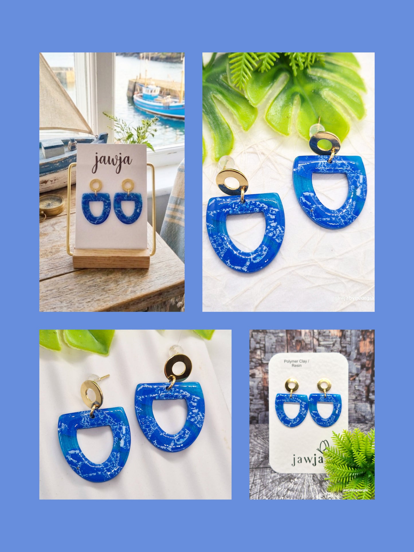 BRIGHT BLUE POLYMER CLAY EARRINGS