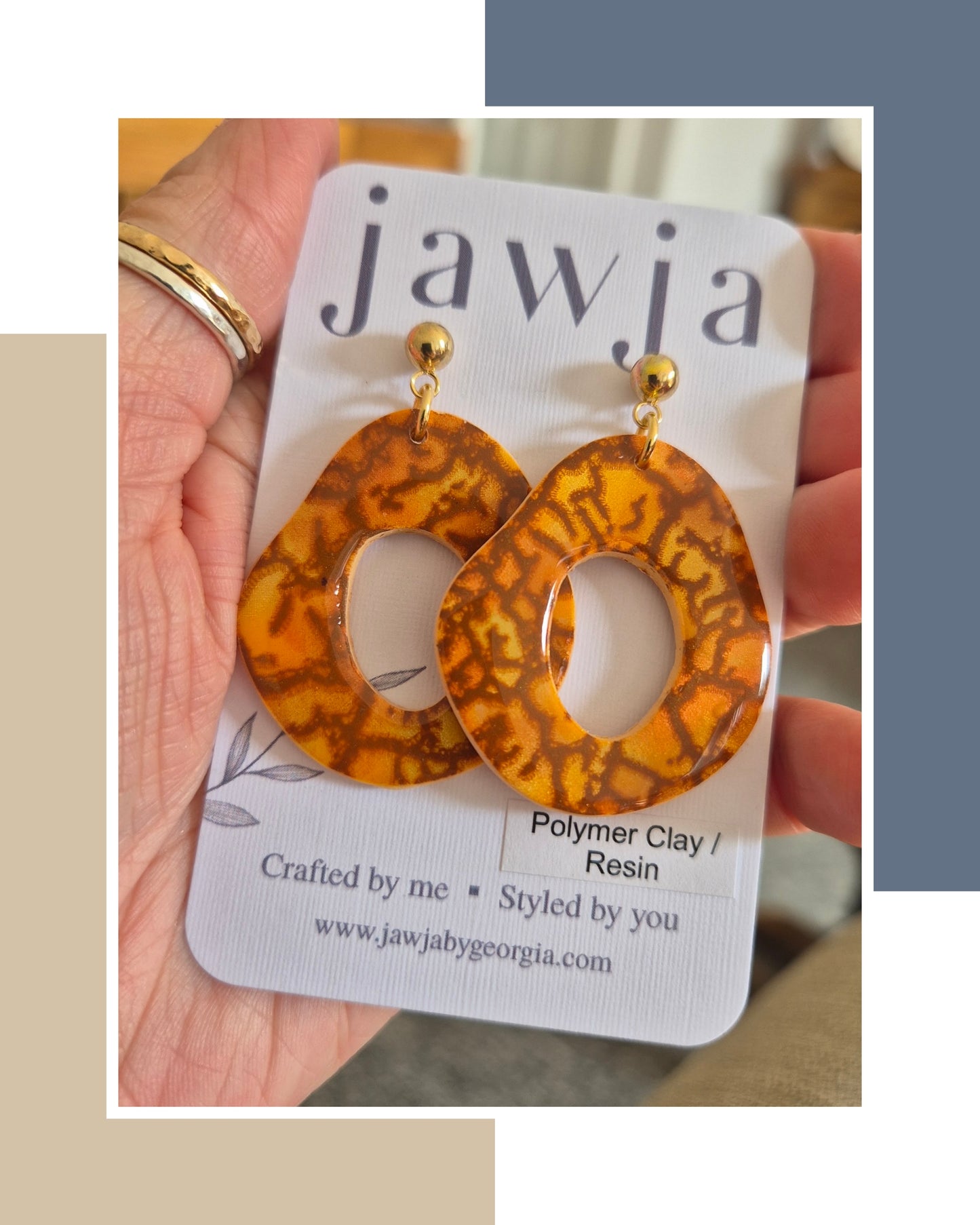TORTOISESHELL PATTERN POLYMER CLAY EARRINGS