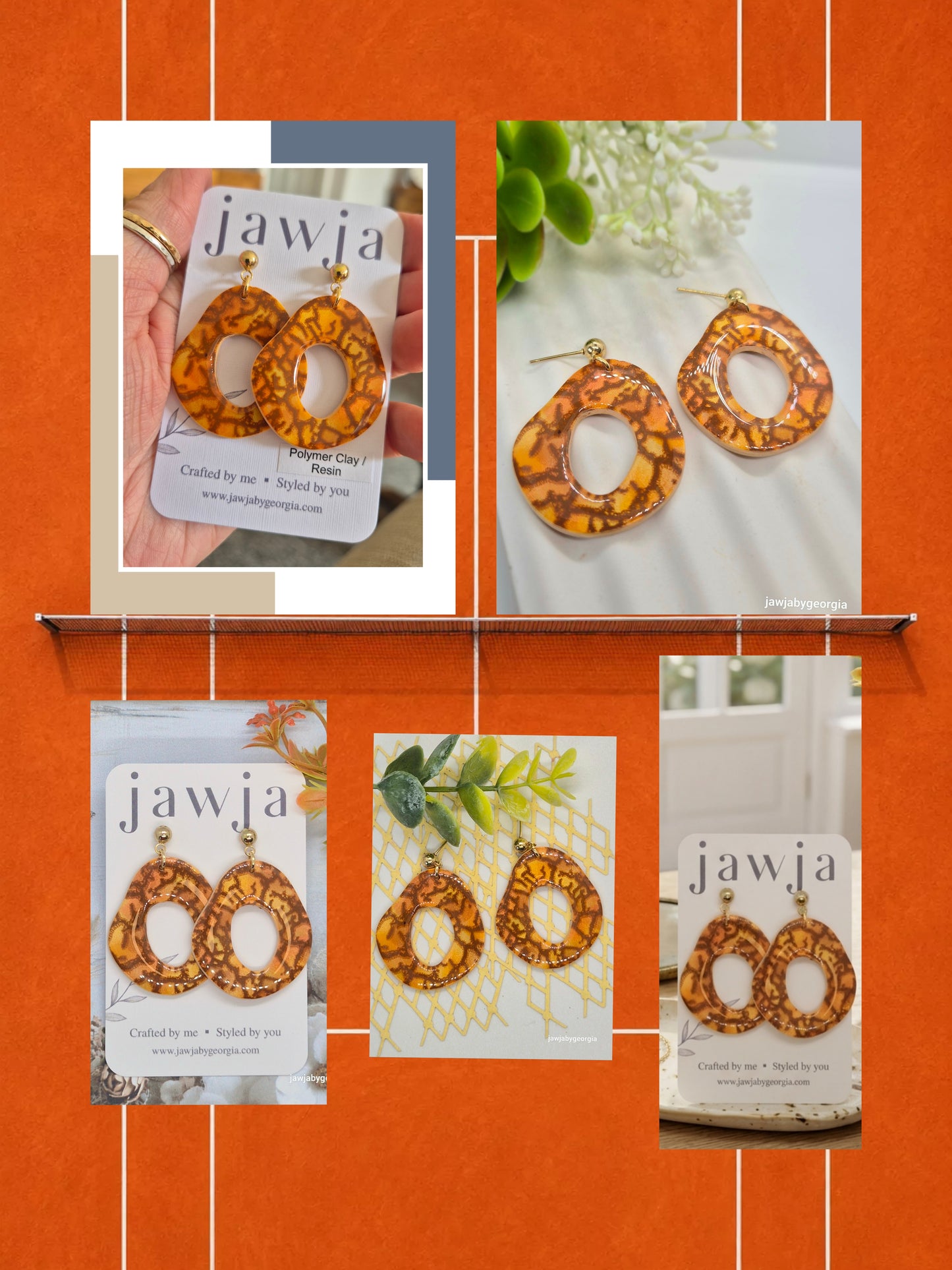 TORTOISESHELL PATTERN POLYMER CLAY EARRINGS