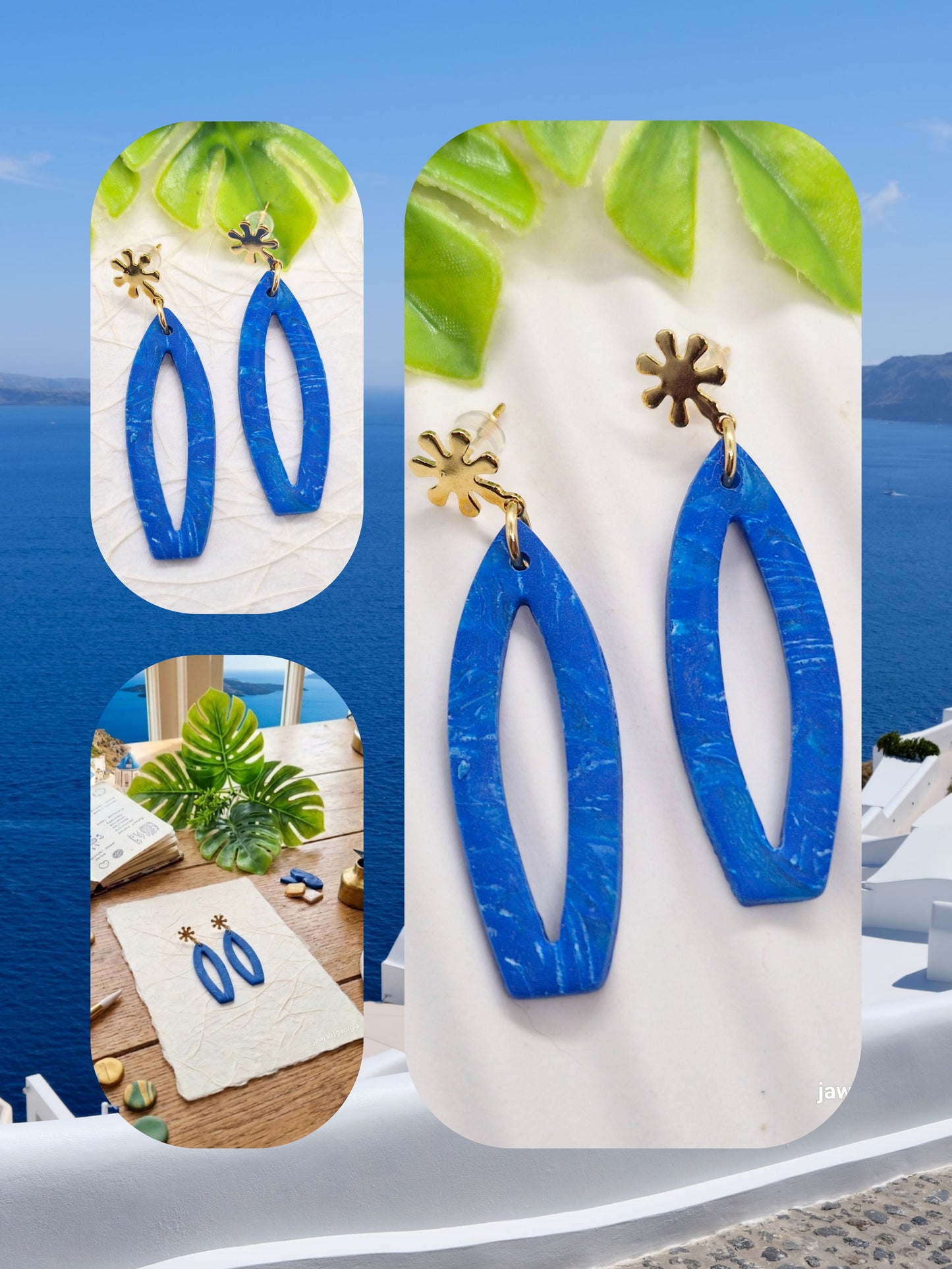 VIBRANT BLUE POLYMER CLAY EARRINGS