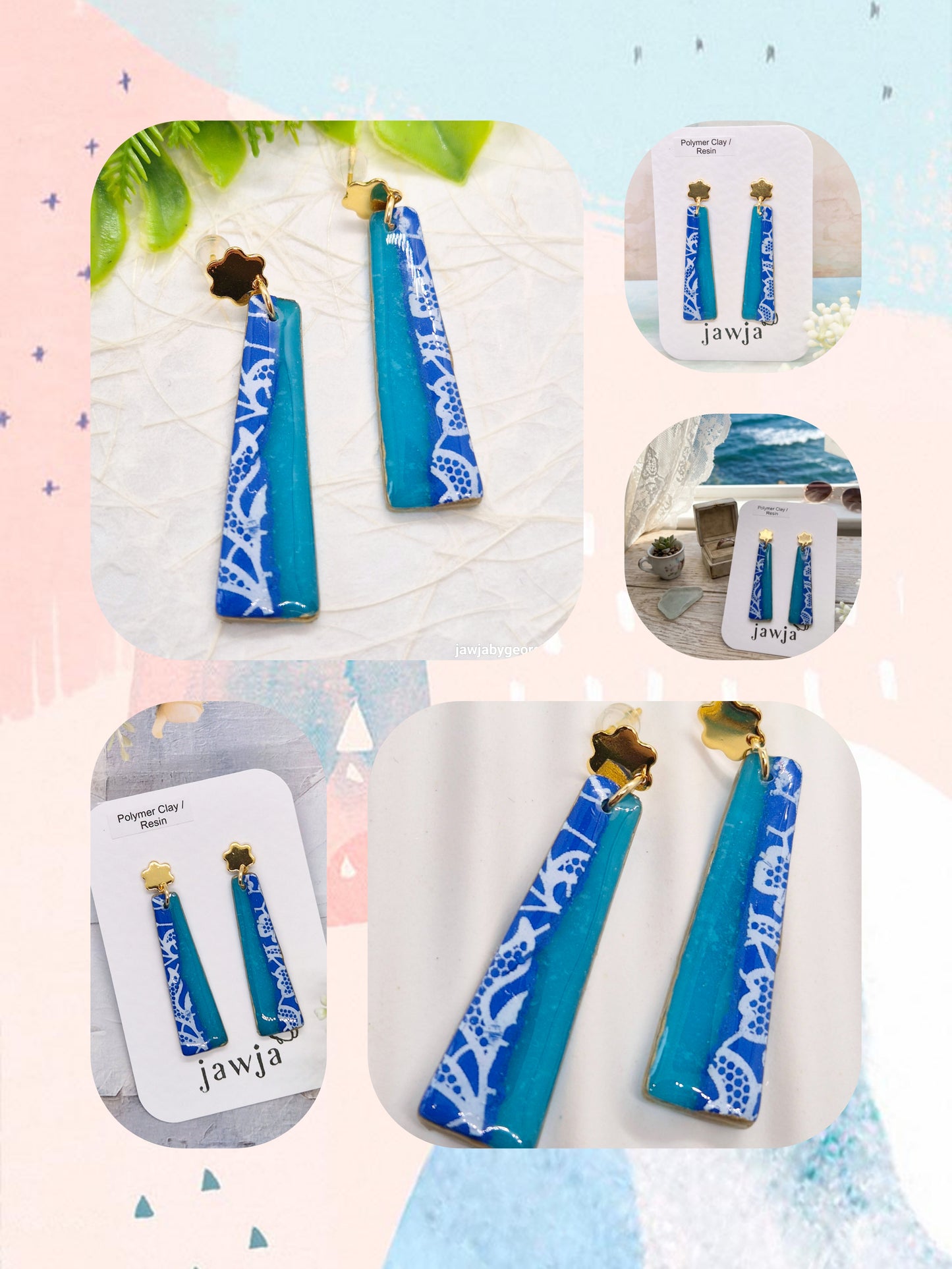 BLUE LACE POLYMER CLAY EARRINGS