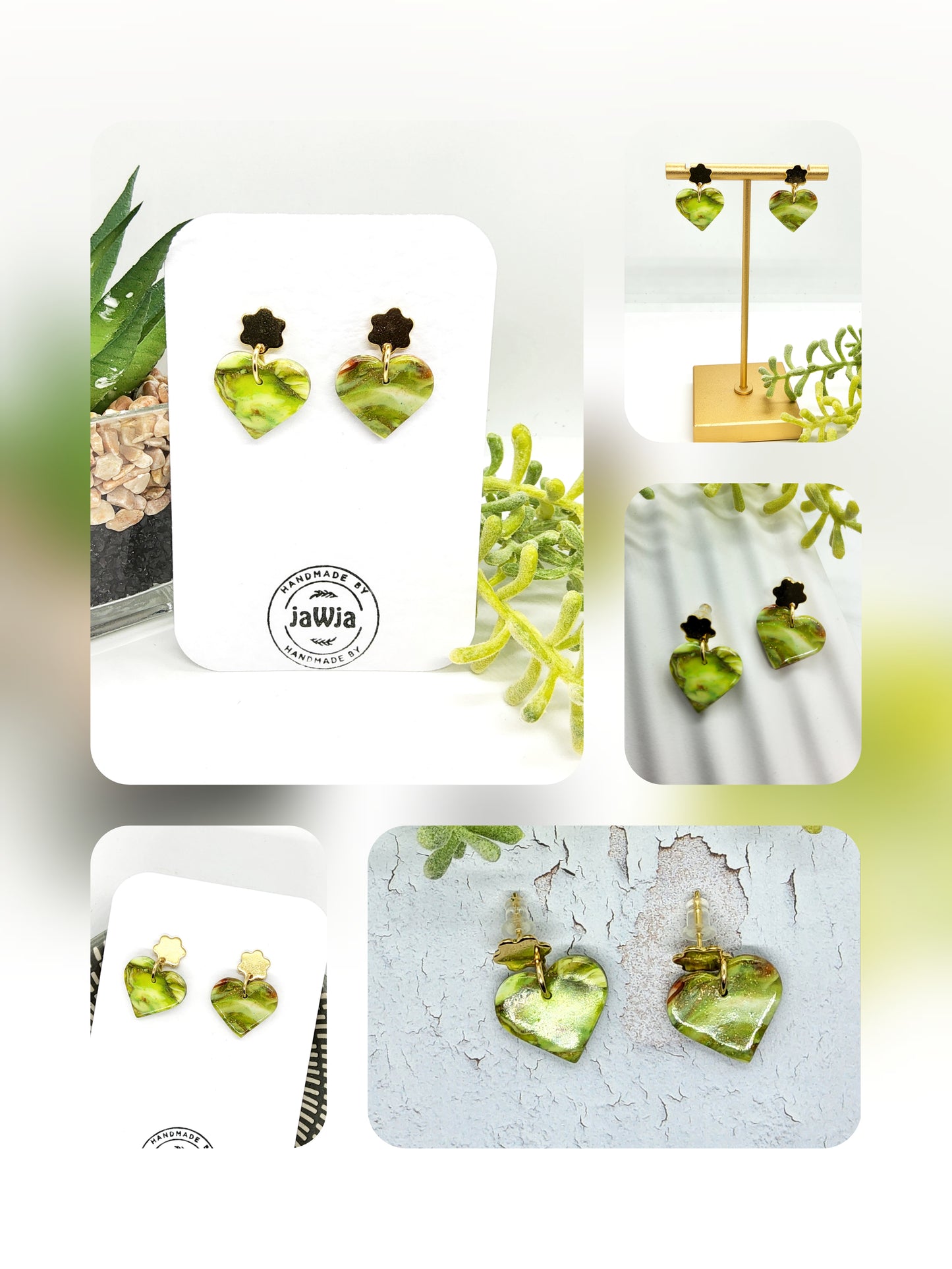 LANDSCAPE HEART POLYMER CLAY EARRINGS