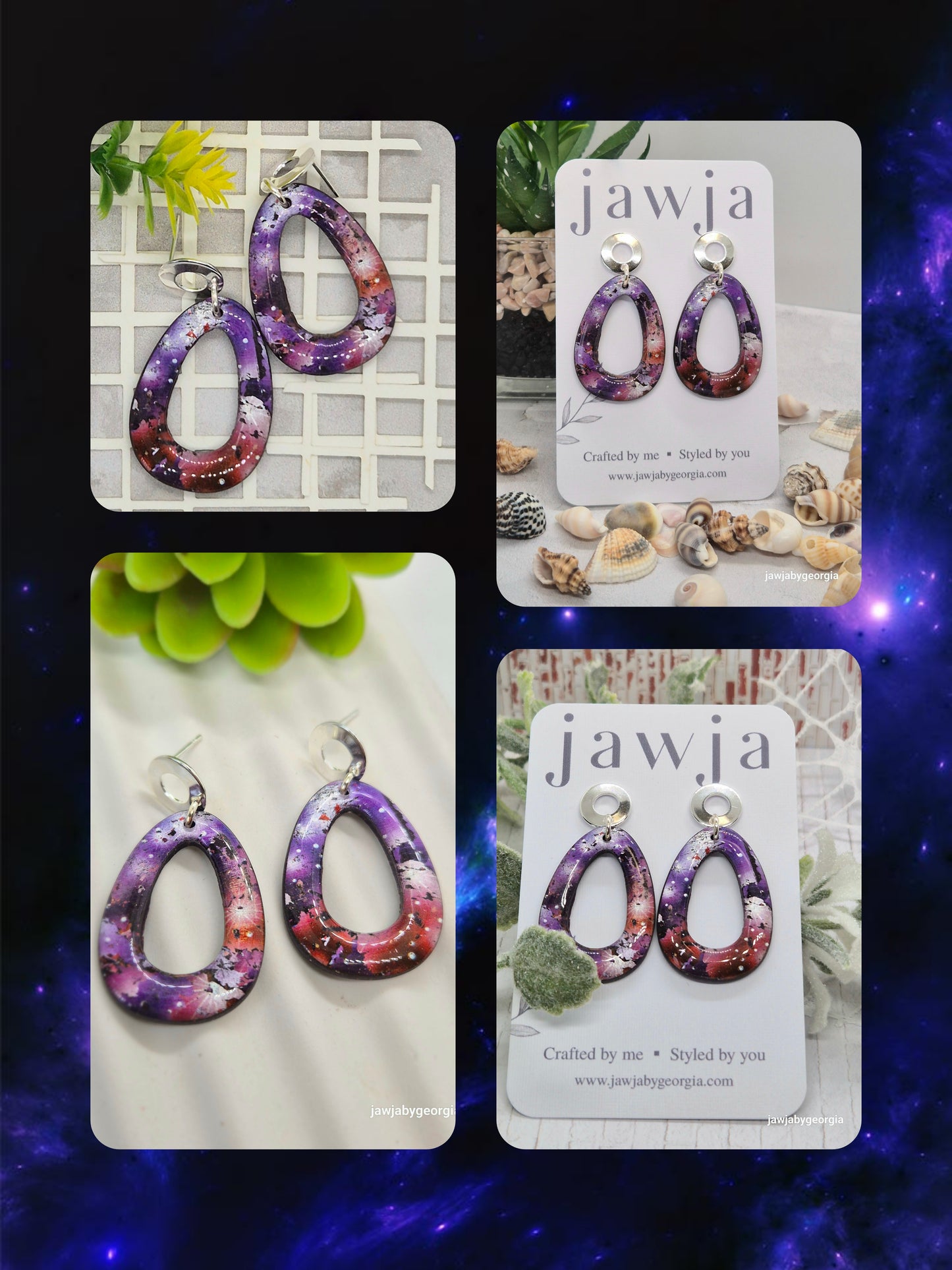 COSMIC PURPLE POLYMER CLAY EARRINGS