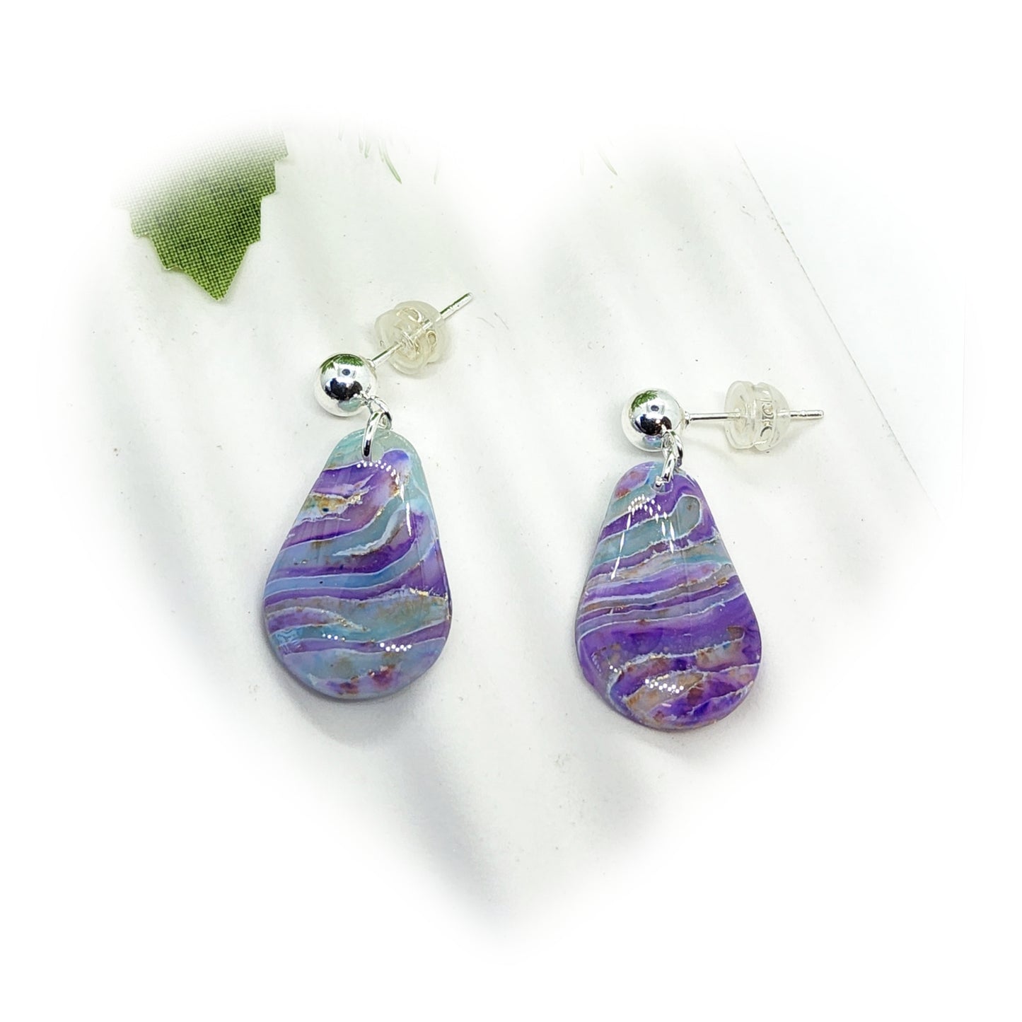 LILAC MARBLED POLYMER CLAY EARRINGS