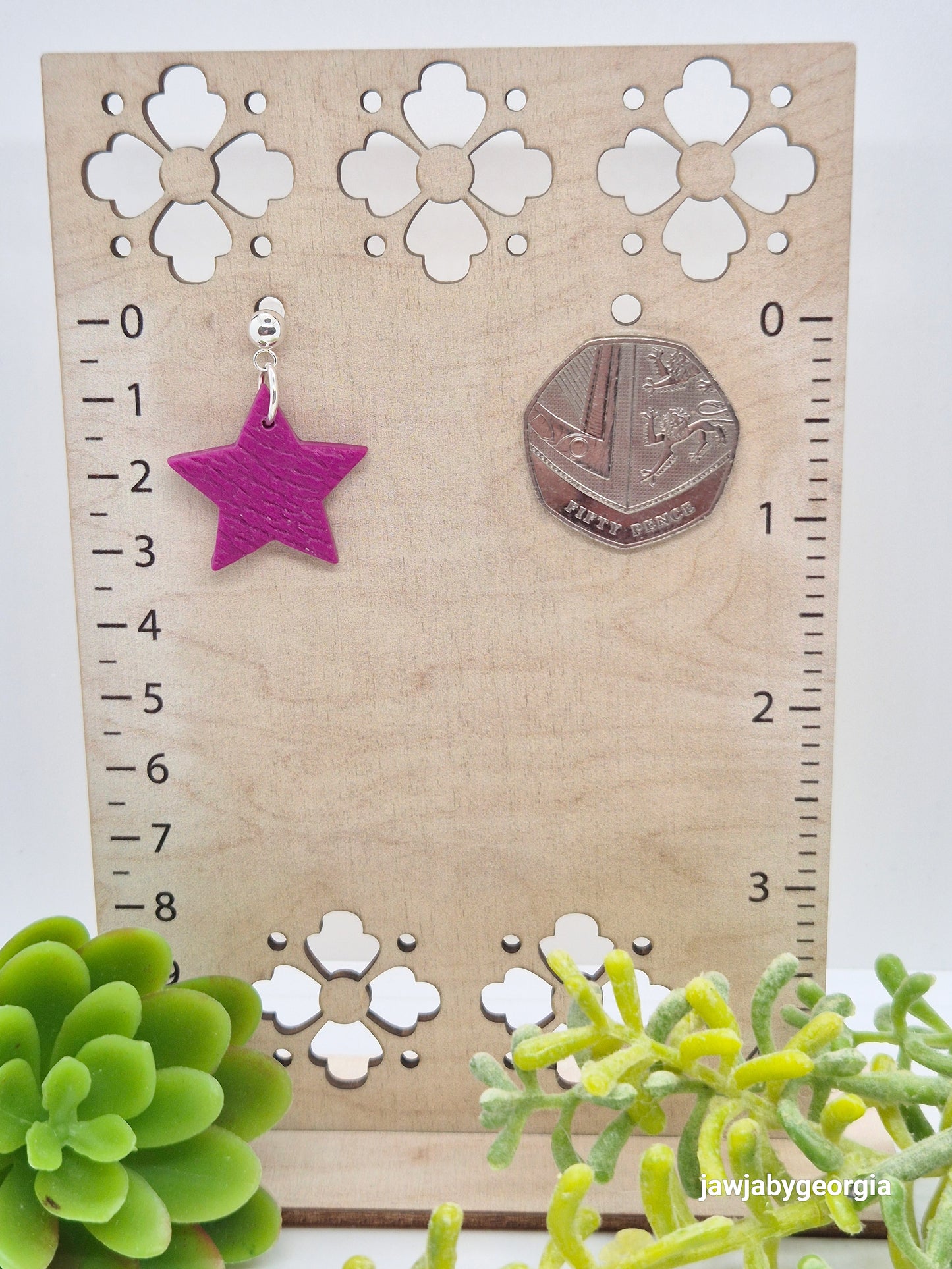 DEEP FUSCHIA STAR POLYMER CLAY EARRINGS