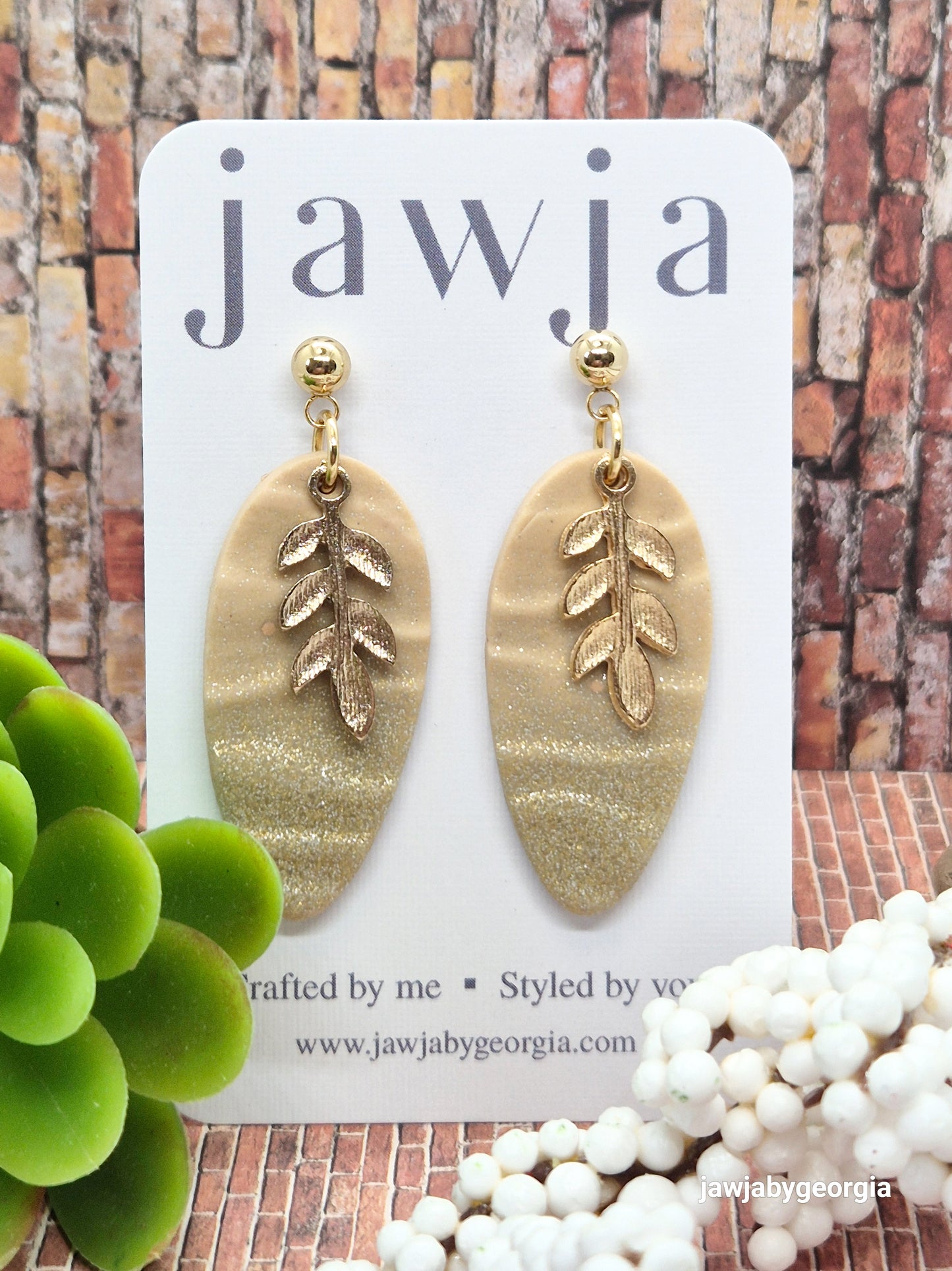 SAND AND GOLD SHIMMER POLYMER CLAY EARRINGS