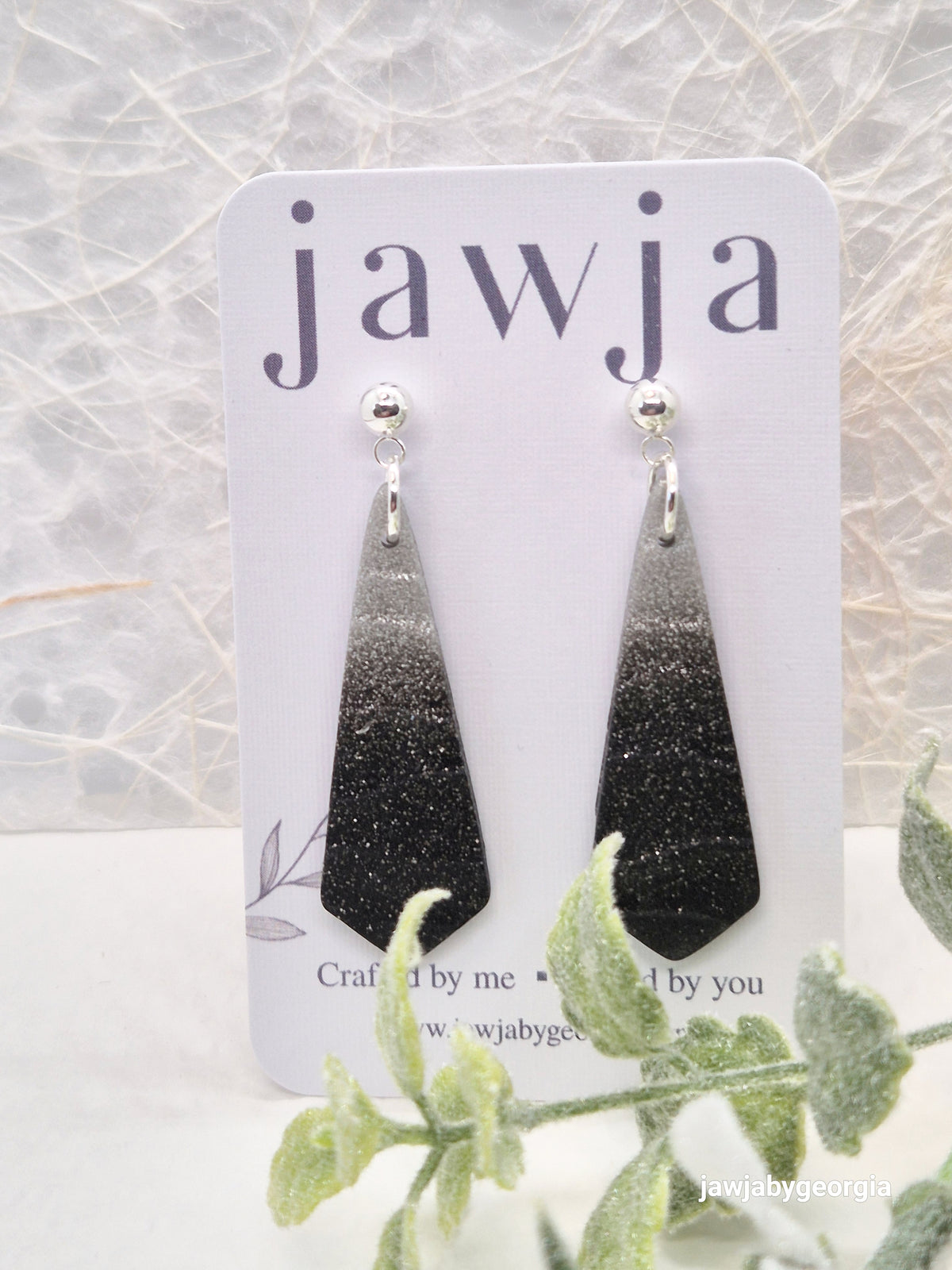 BLACK OMBRE SPARKLE POLYMER CLAY EARRINGS