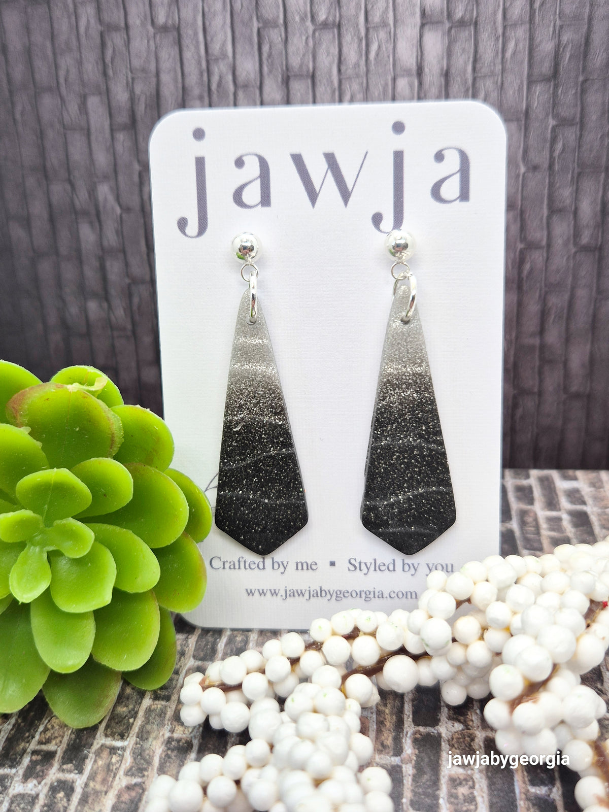BLACK OMBRE SPARKLE POLYMER CLAY EARRINGS