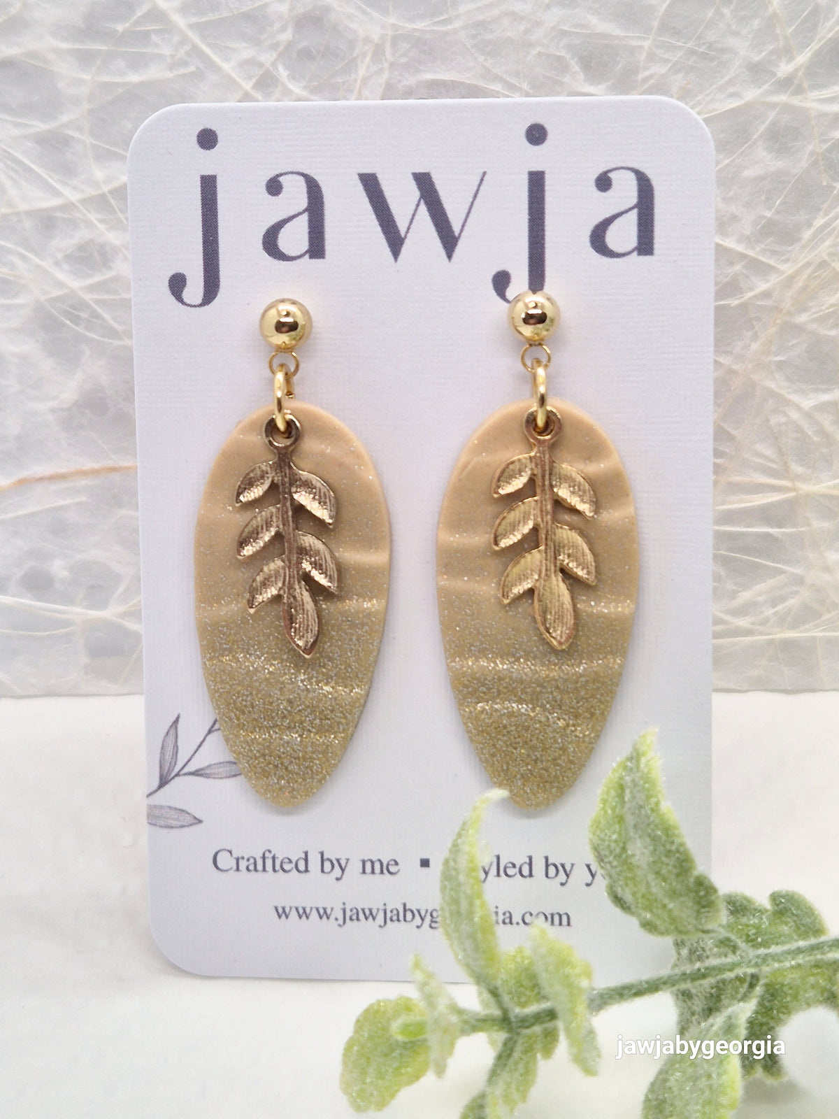 SAND AND GOLD SHIMMER POLYMER CLAY EARRINGS