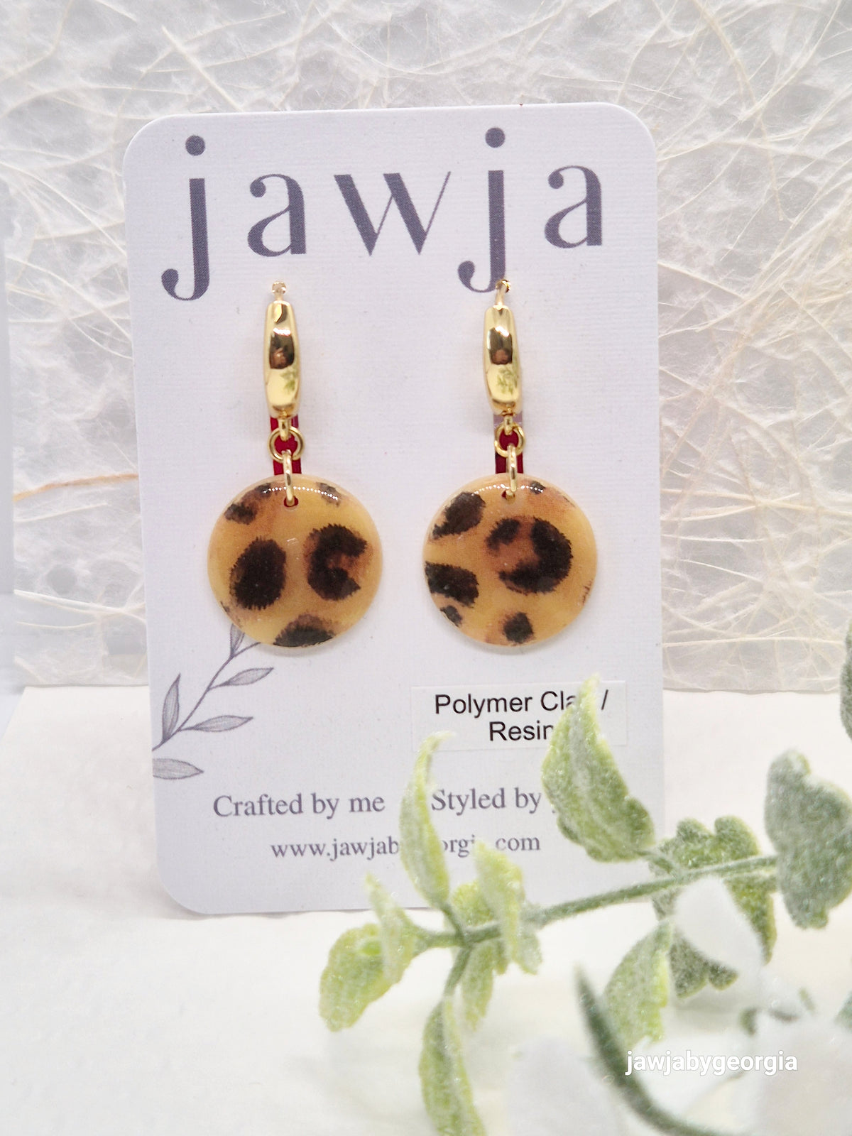 LEOPARD PRINT CIRCLE POLYMER CLAY EARRINGS