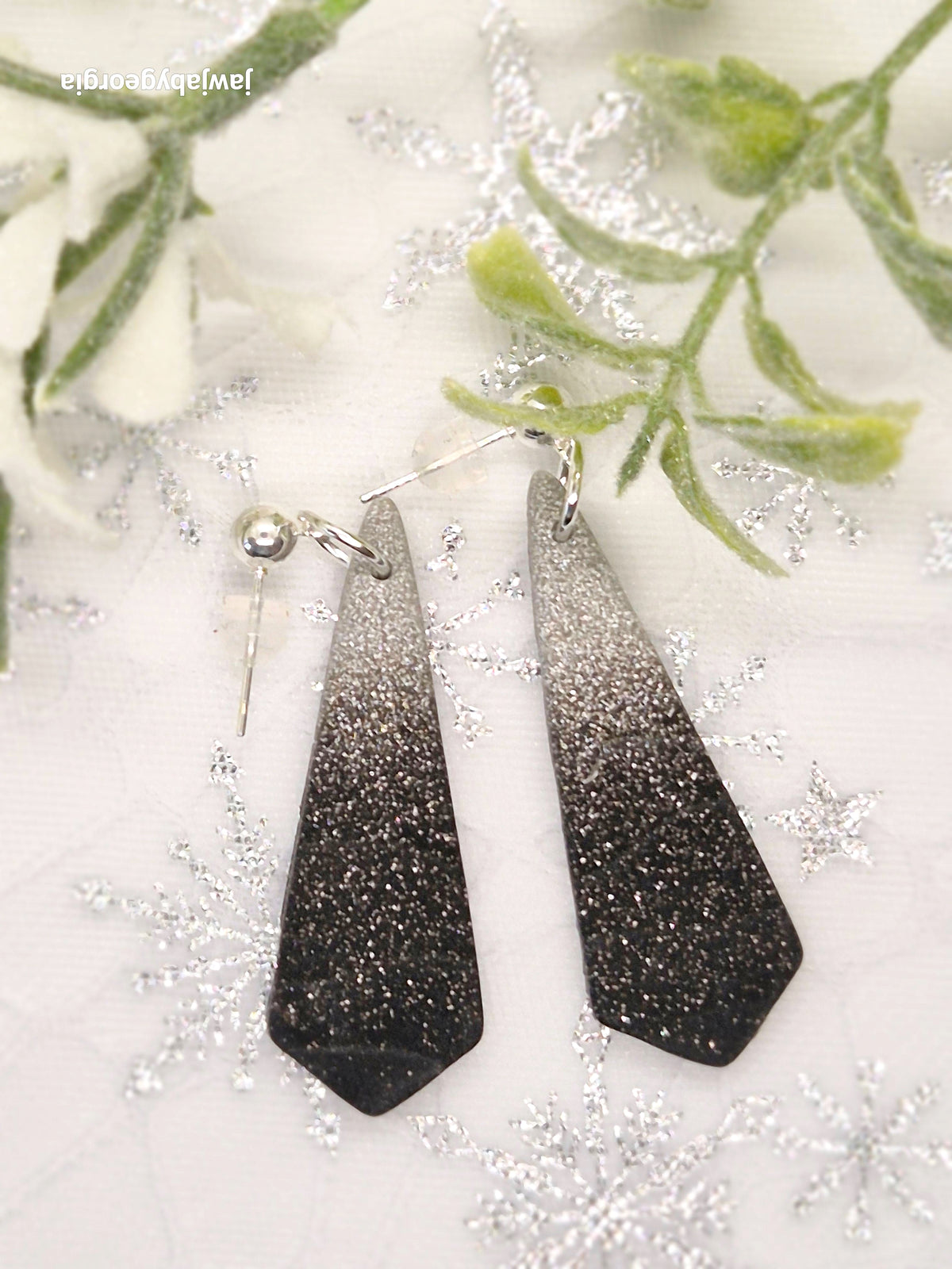 BLACK OMBRE SPARKLE POLYMER CLAY EARRINGS