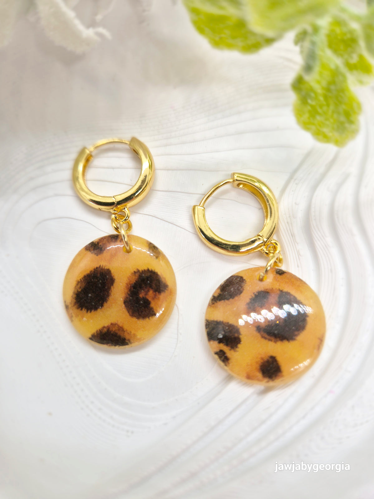 LEOPARD PRINT CIRCLE POLYMER CLAY EARRINGS