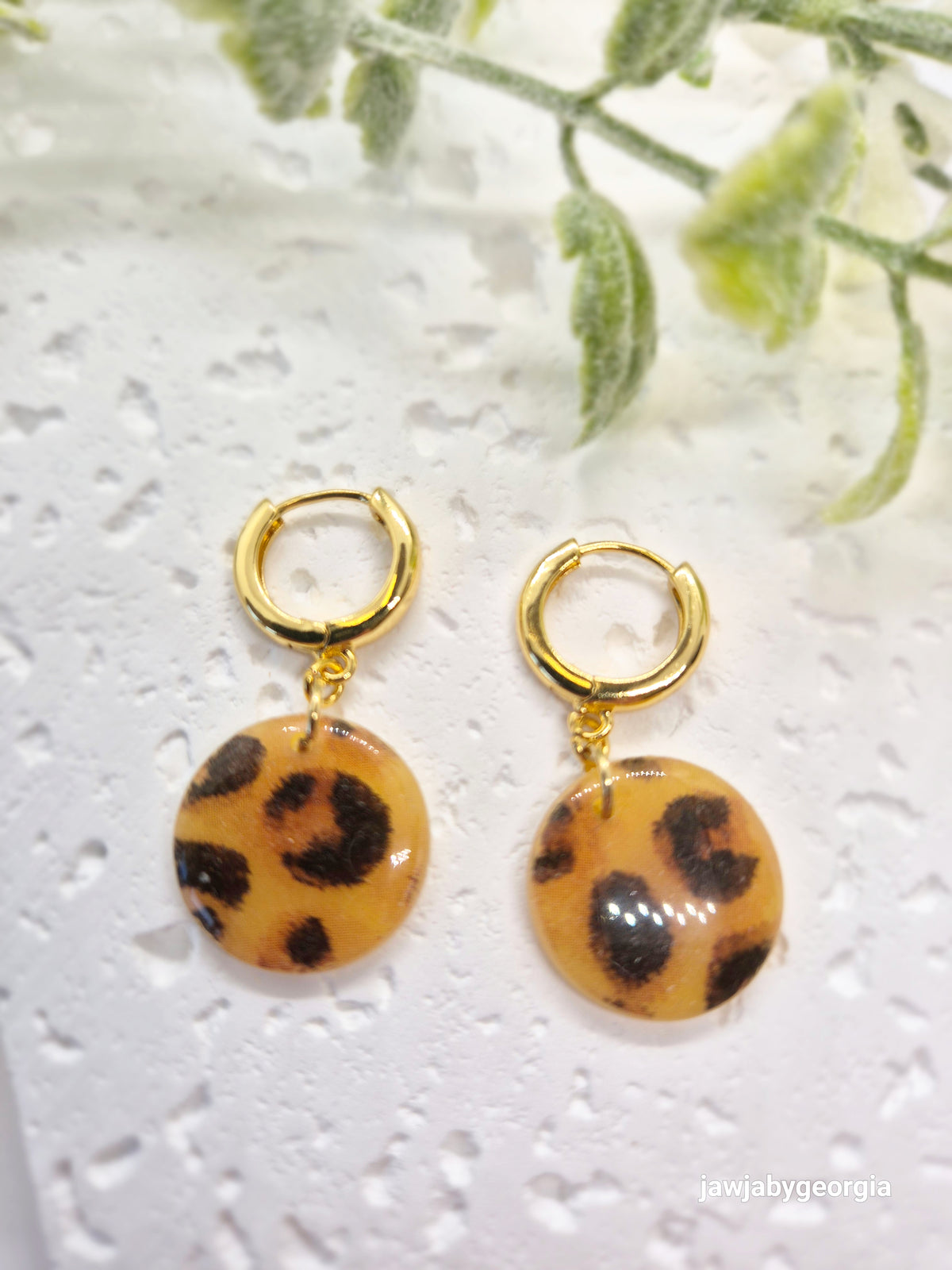 LEOPARD PRINT CIRCLE POLYMER CLAY EARRINGS