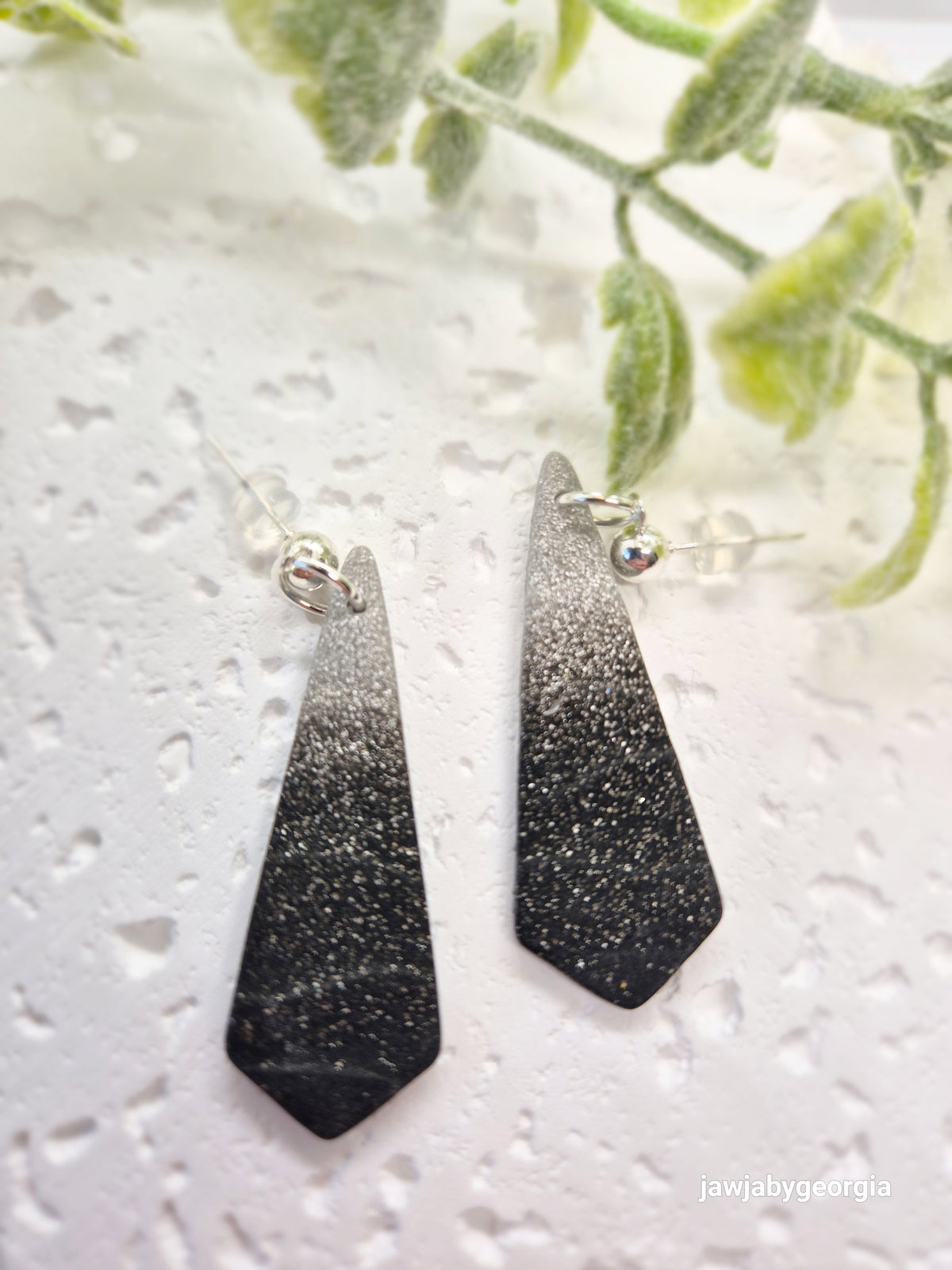BLACK OMBRE SPARKLE POLYMER CLAY EARRINGS