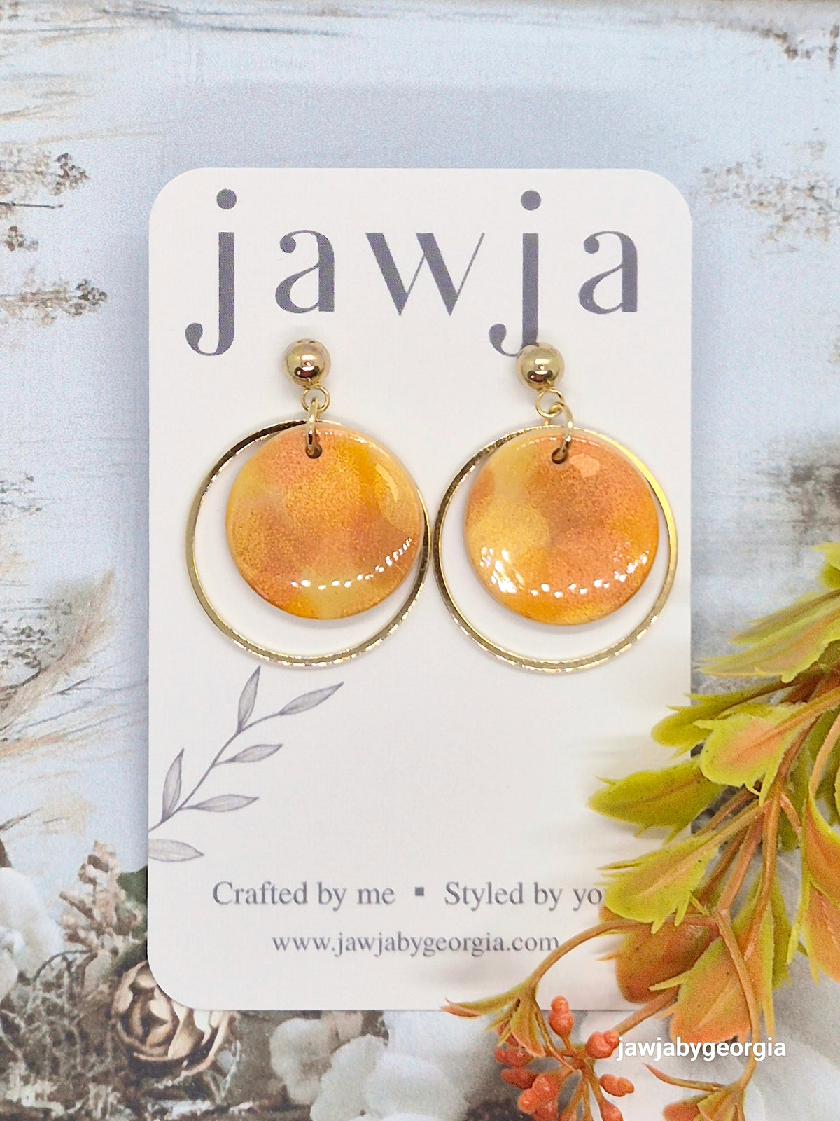 SUNSET GOLD DISC POLYMER CLAY EARRINGS
