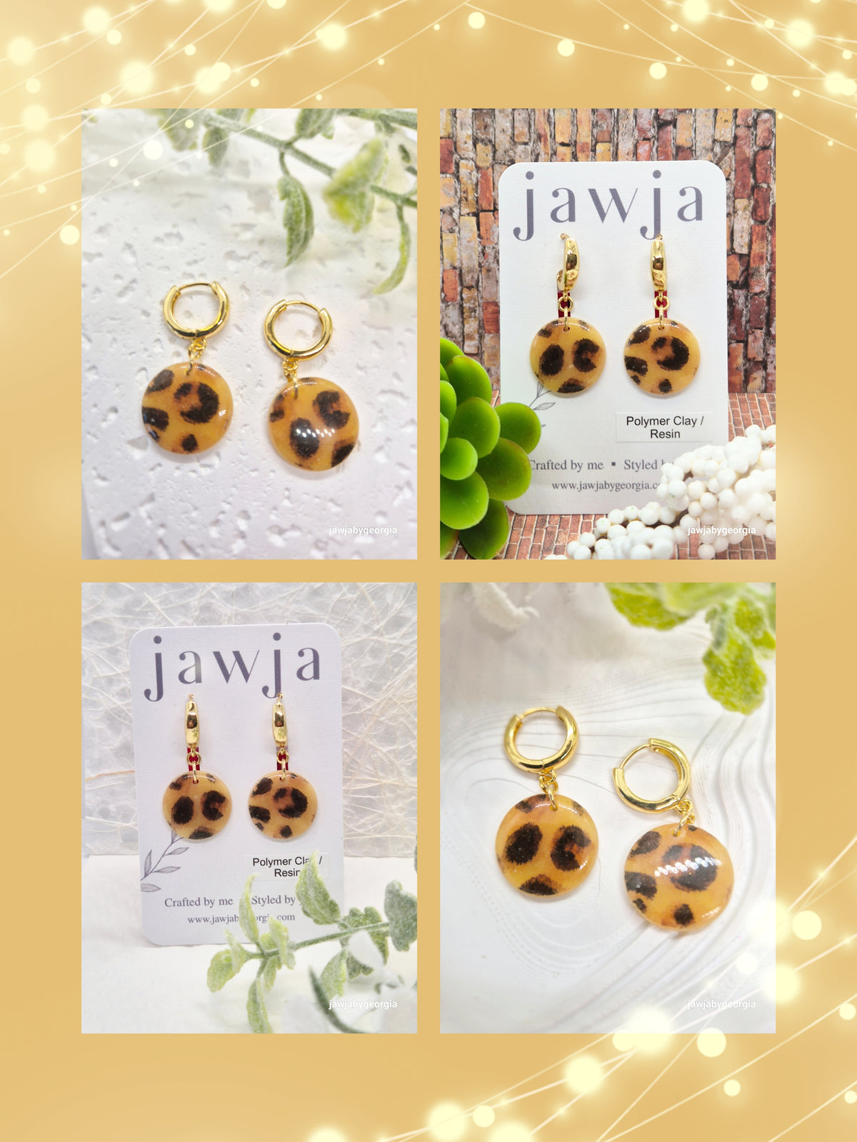 LEOPARD PRINT CIRCLE POLYMER CLAY EARRINGS