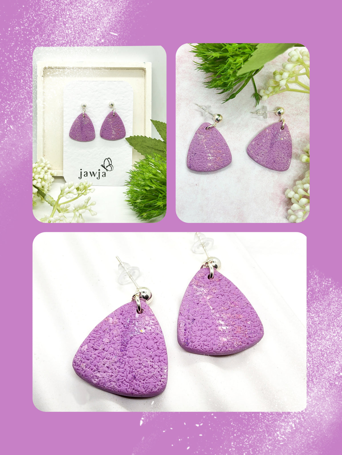 LILAC TEXTURED POLYMER CLAY EARRINGS