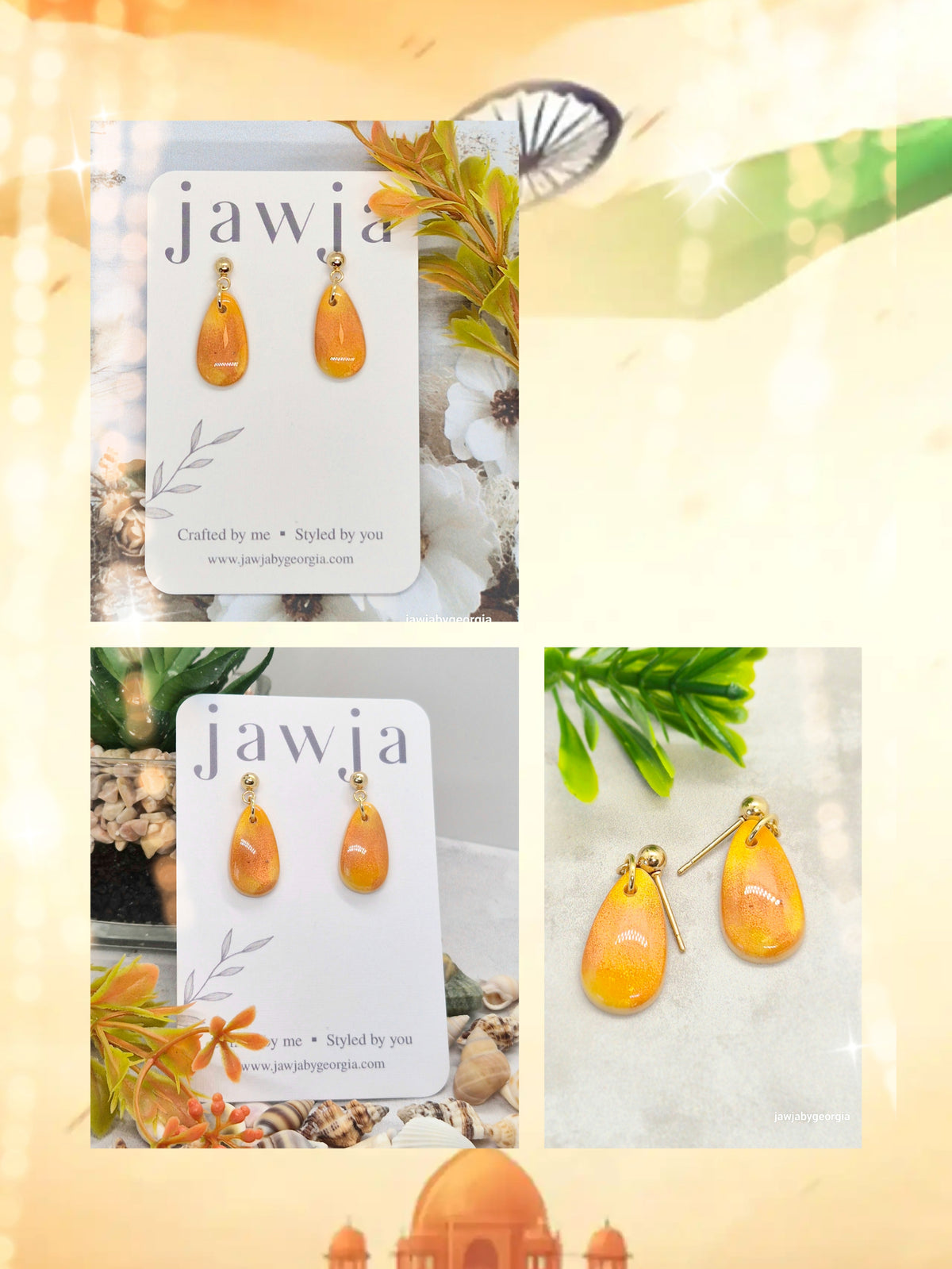 SUNSET AMBER POLYMER CLAY EARRINGS