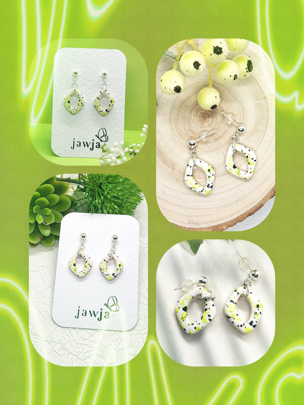 LIME TERRAZZO POLYMER CLAY EARRINGS