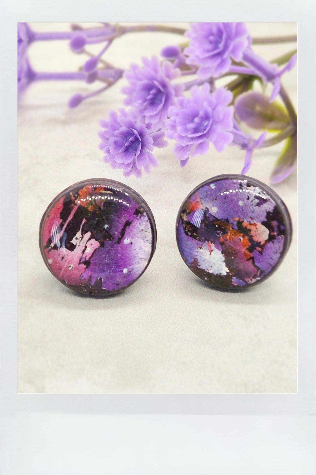GALAXY POLYMER CLAY STUD EARRINGS