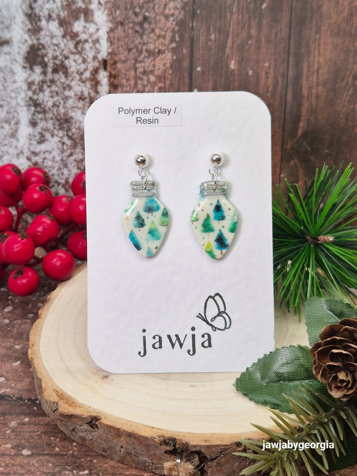 CHRISTMAS TREE BAUBLE POLYMER CLAY EARRINGS