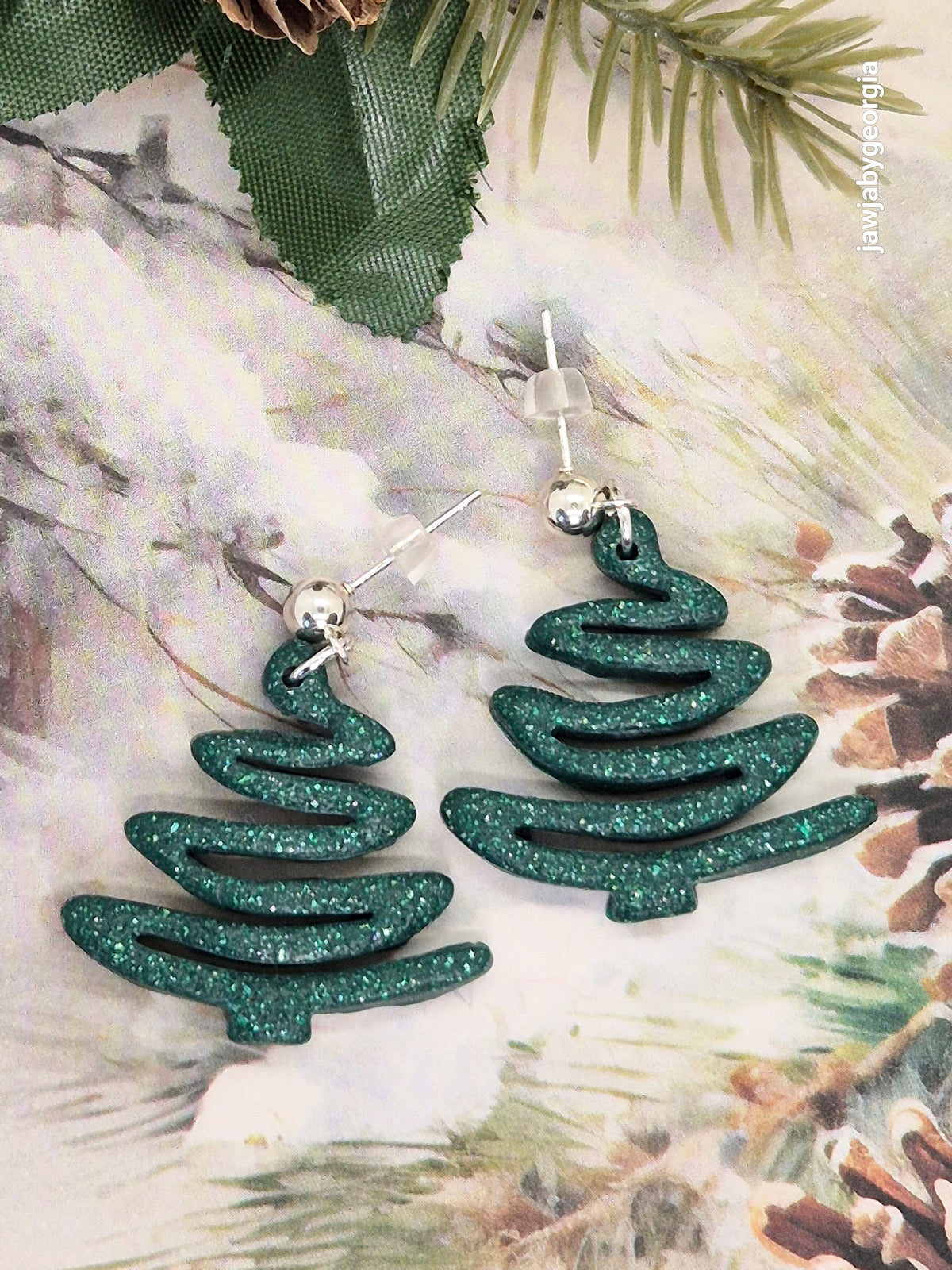 CONTEMPORARY CHRISTMAS TREE POLYMER CLAY EARRINGS