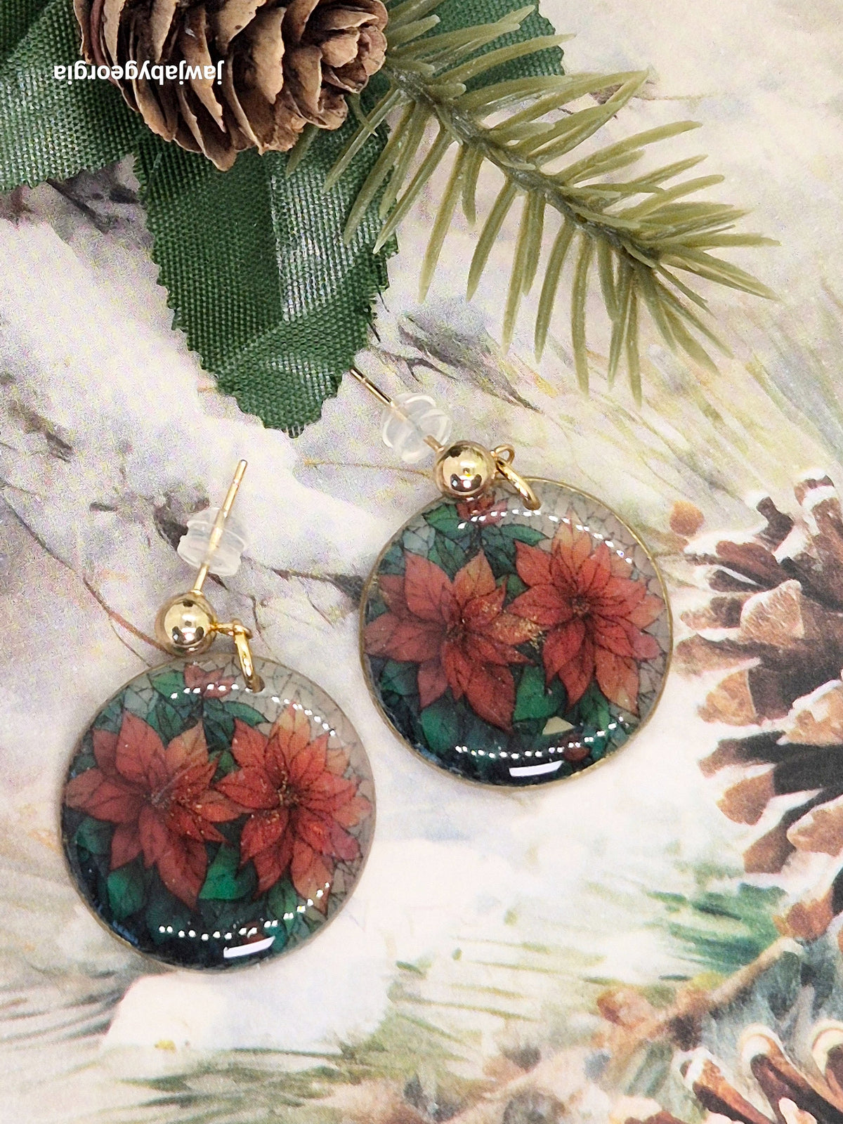 POINSETTIA CHRISTMAS POLYMER CLAY EARRINGS