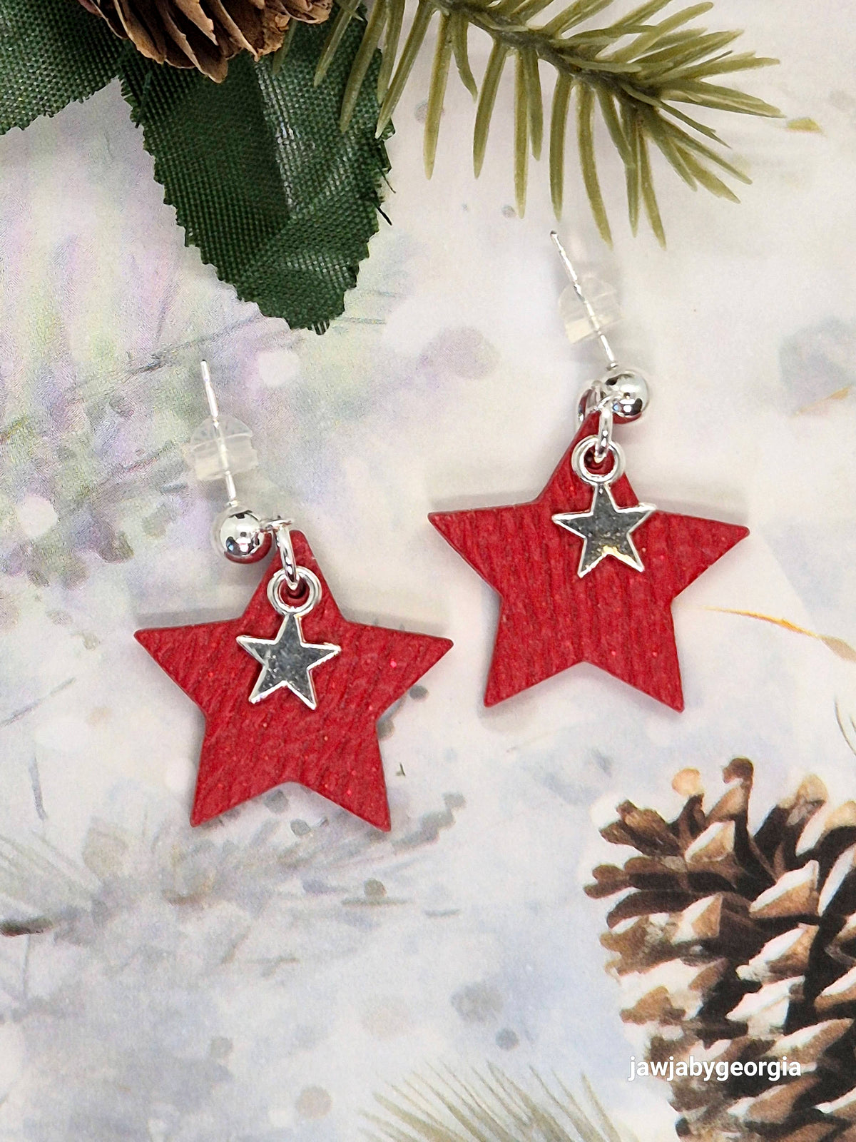 RED STAR POLYMER CLAY EARRINGS