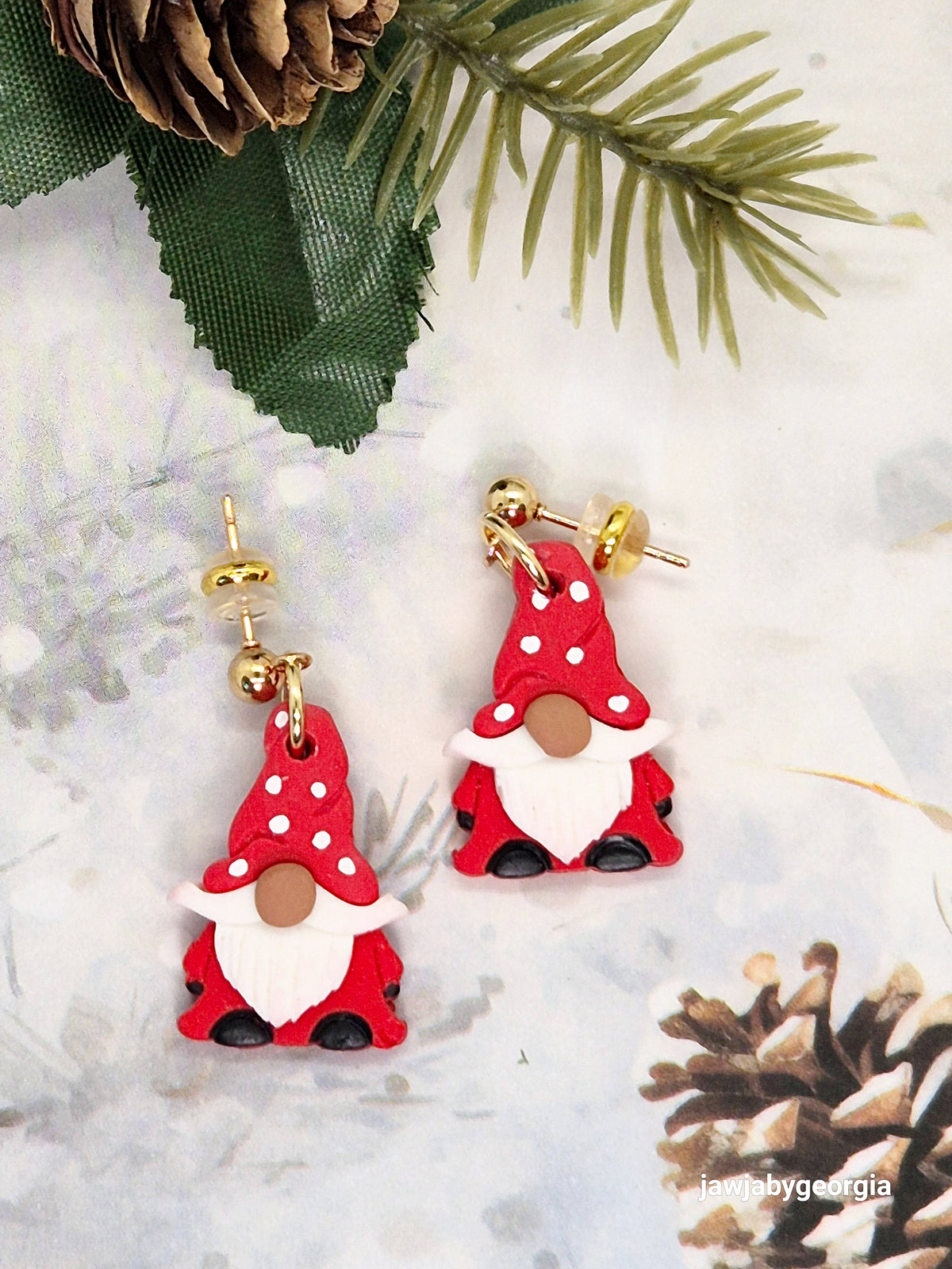 CHRISTMAS GNOME POLYMER CLAY EARRINGS (SMALL)