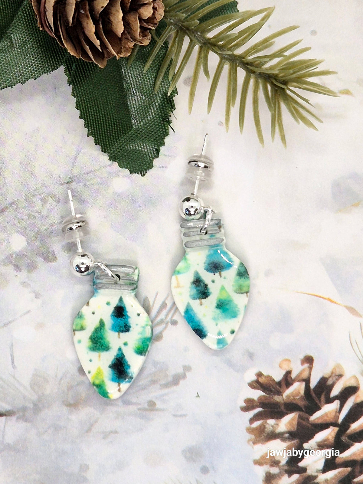 CHRISTMAS TREE BAUBLE POLYMER CLAY EARRINGS