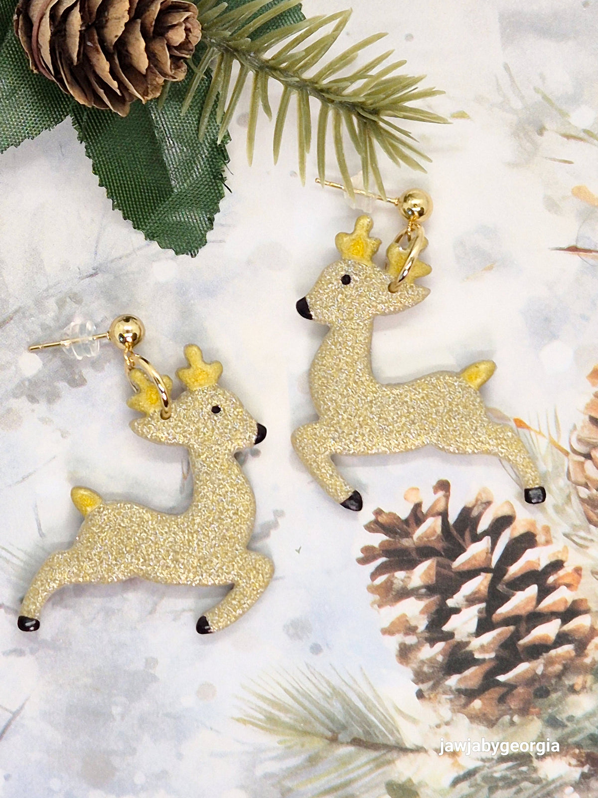 GOLD REINDEER CHRISTMAS EARRINGS