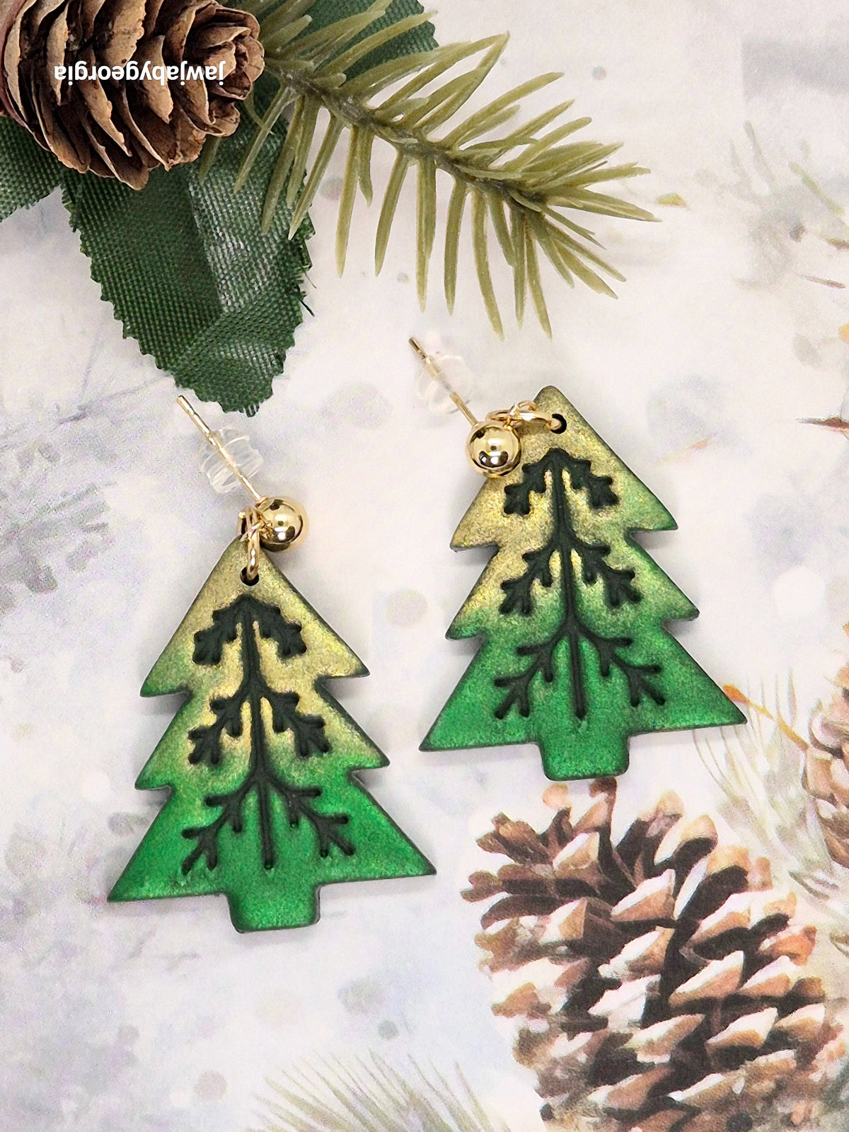 CONTEMPORARY OMBRE CHRISTMAS TREE EARRINGS
