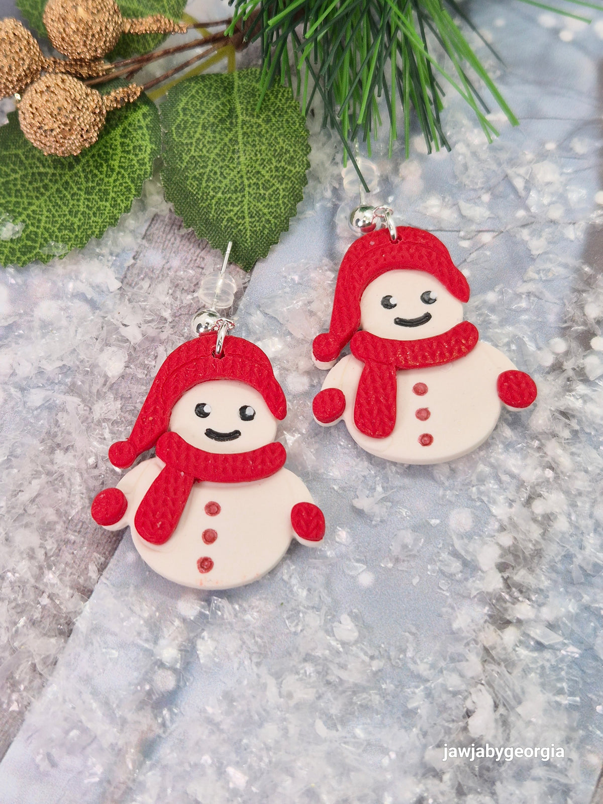 SNOWMAN WITH RED SCARF CHRISTMAS EARRINGS