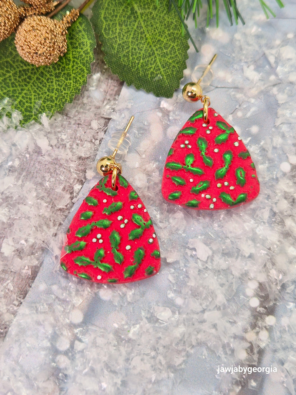 HOLLY AND BERRY CHRISTMAS EARRINGS