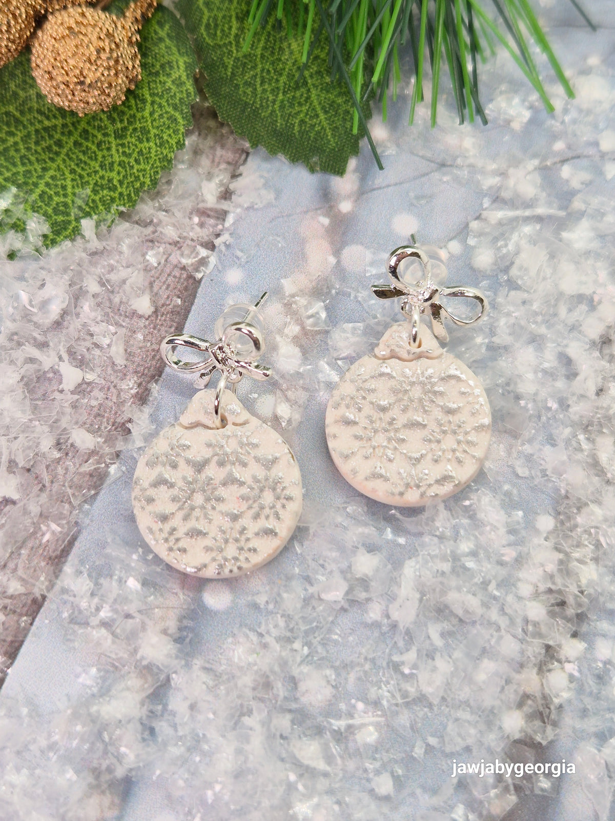 SILVER SNOWFLAKE BAUBLE EARRINGS
